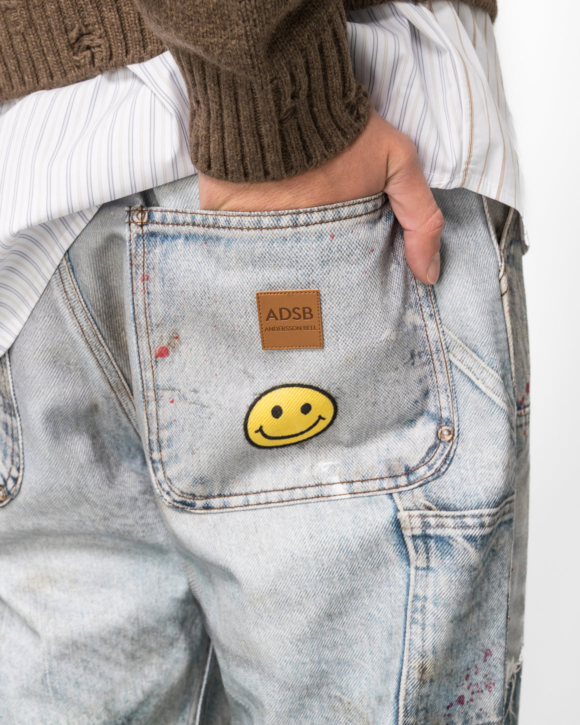 Andersson Bell - Distressed Trompe-L'Oeil Carpenter Jeans - Mid Blue - UP THERE