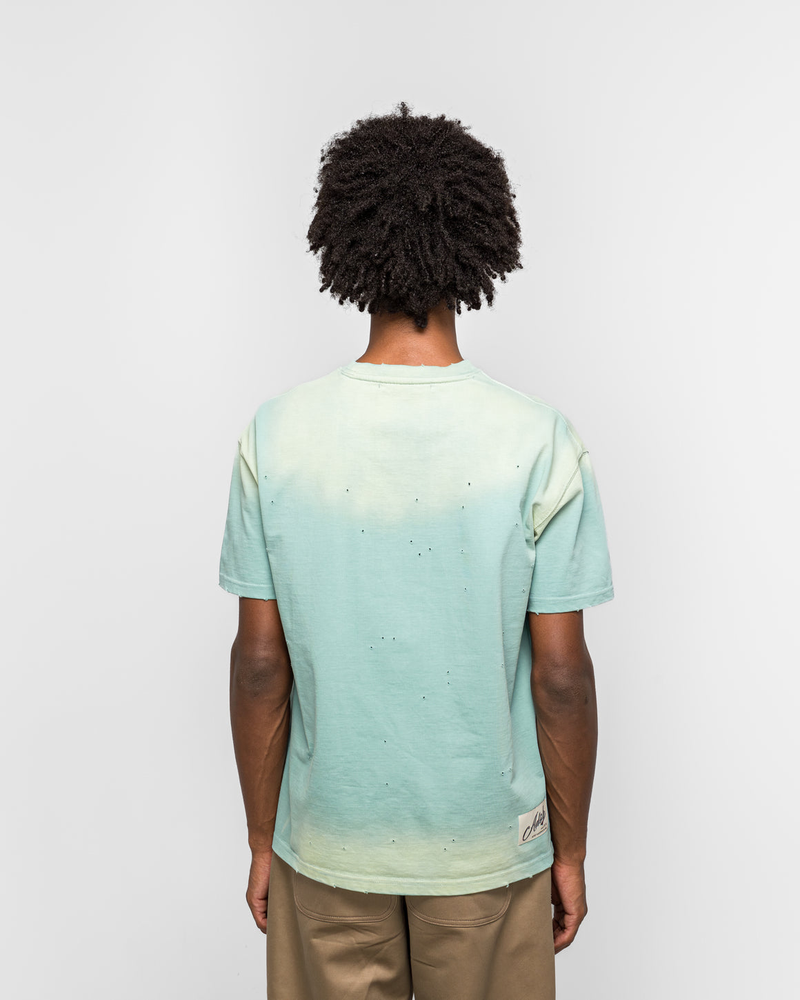 Andersson Bell - Gradient Damage Washed T-Shirt - Green/Sky Blue - UP THERE