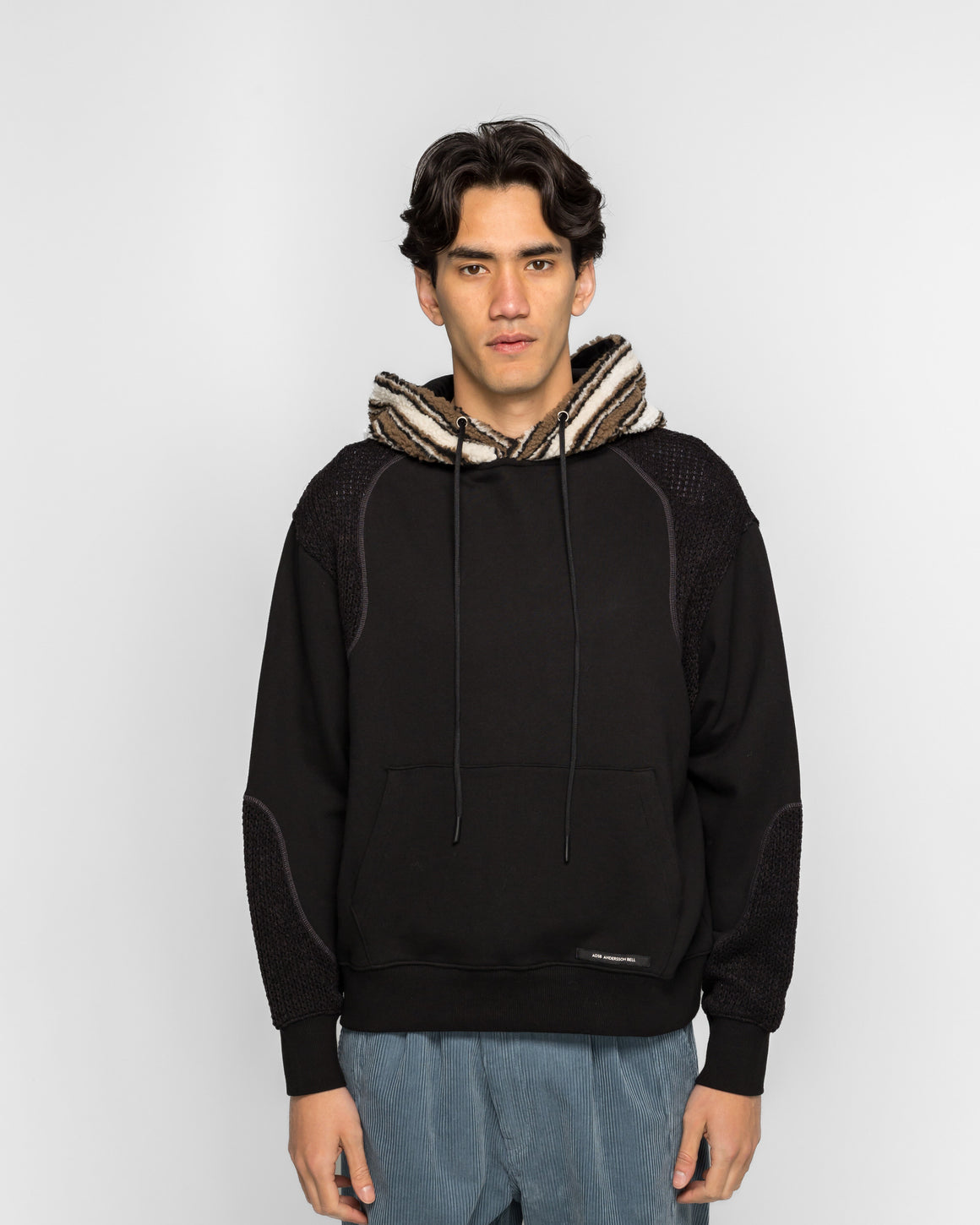 Andersson Bell - Knit Panel Fleece Hoodie - Black - UP THERE