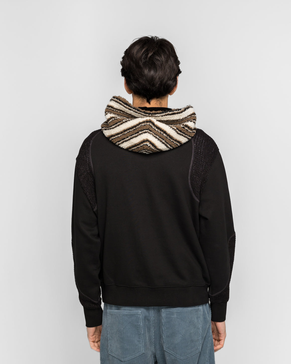 Andersson Bell - Knit Panel Fleece Hoodie - Black - UP THERE