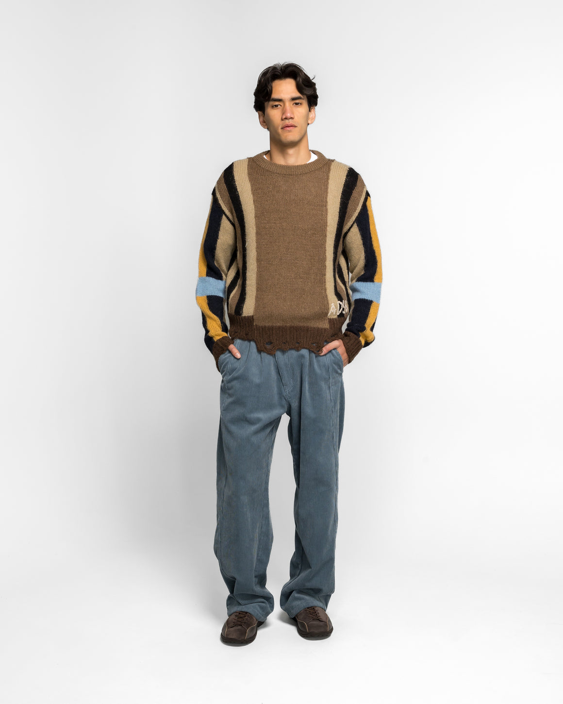 Andersson Bell - Layered Stripe Intarisa Crew Neck Sweater - Camel - UP THERE