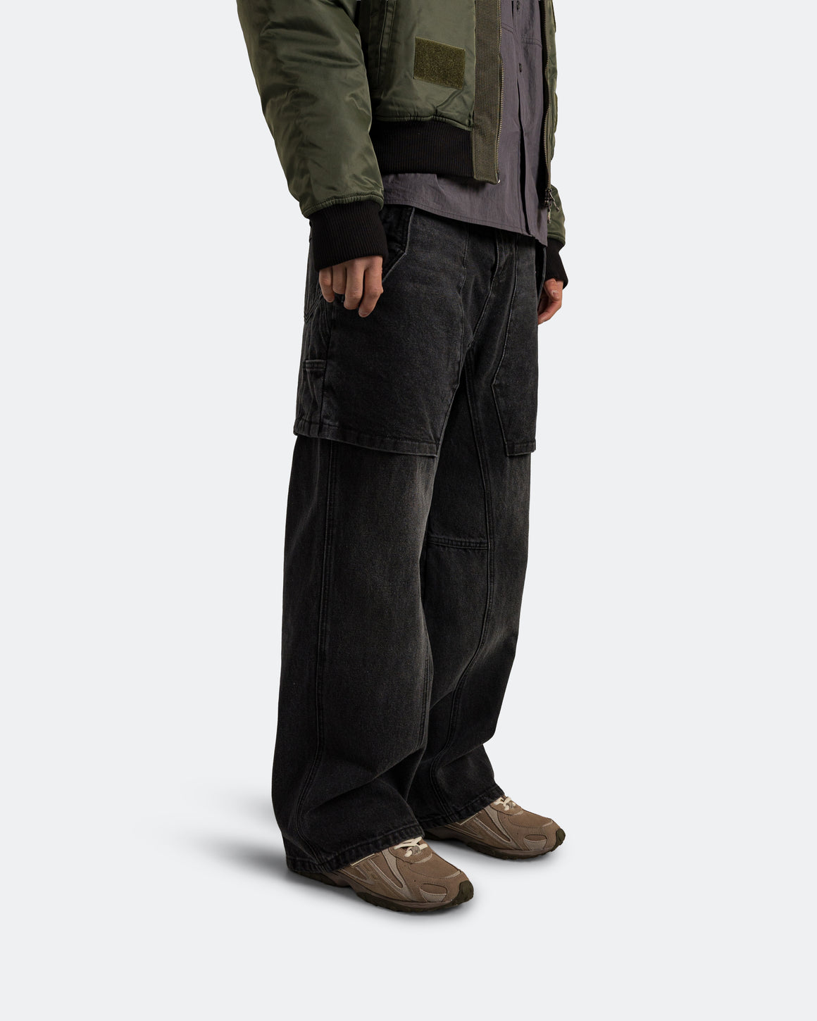 Raptor Layered Wide-Leg Jeans - Washed Black | UP THERE