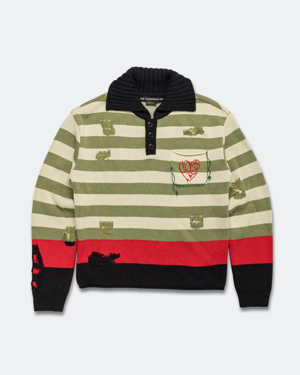 Andersson Bell - Stripe Damaged Polo Sweater - Multi - UP THERE