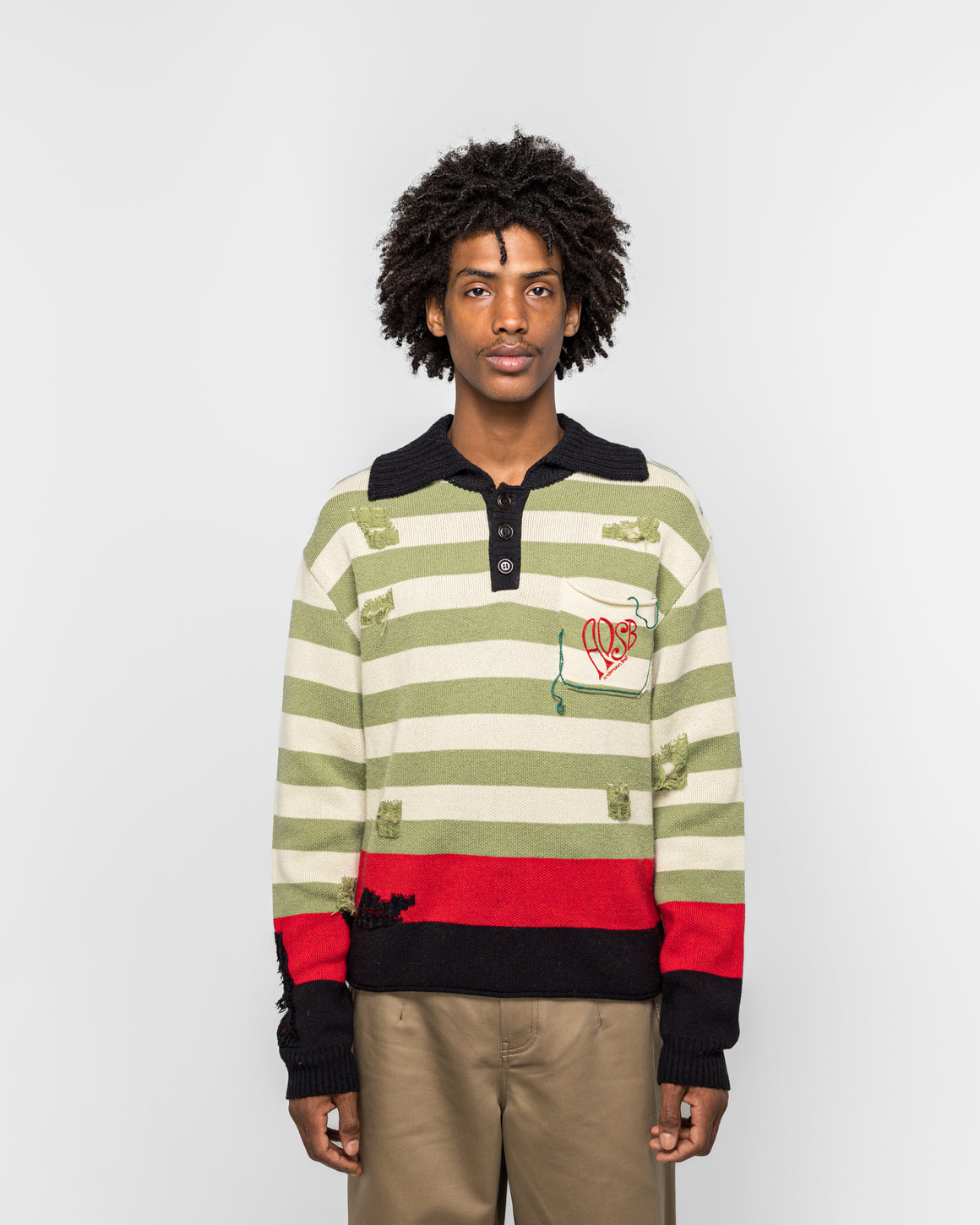 Andersson Bell - Stripe Damaged Polo Sweater - Multi - UP THERE