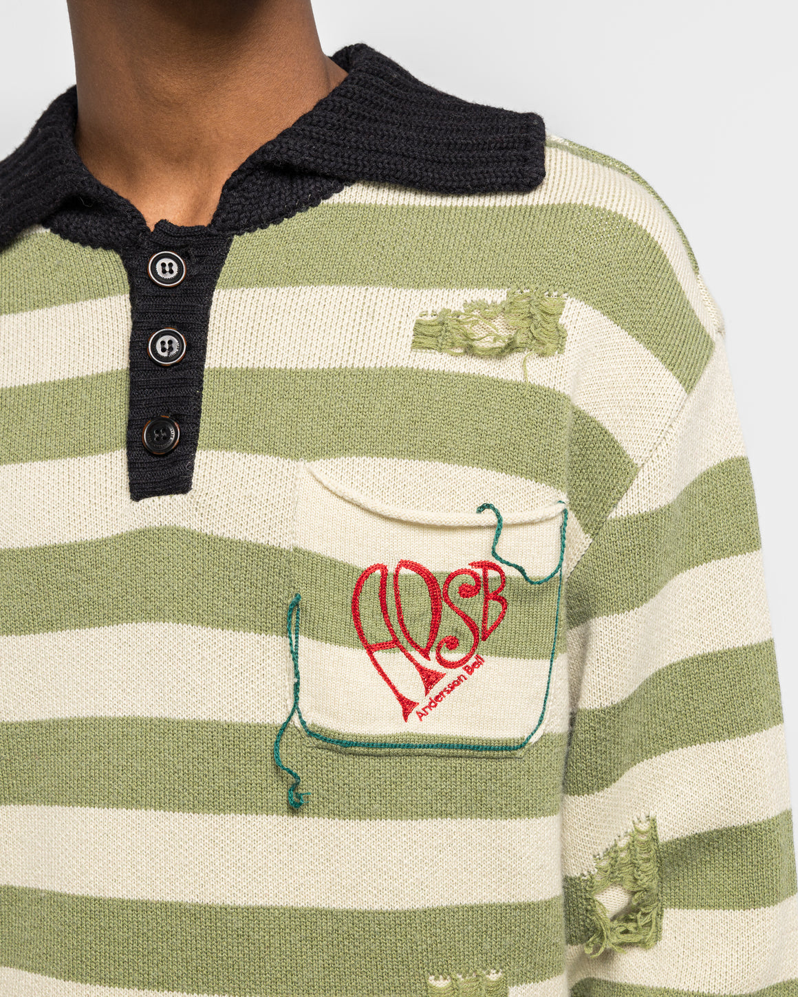 Andersson Bell - Stripe Damaged Polo Sweater - Multi - UP THERE