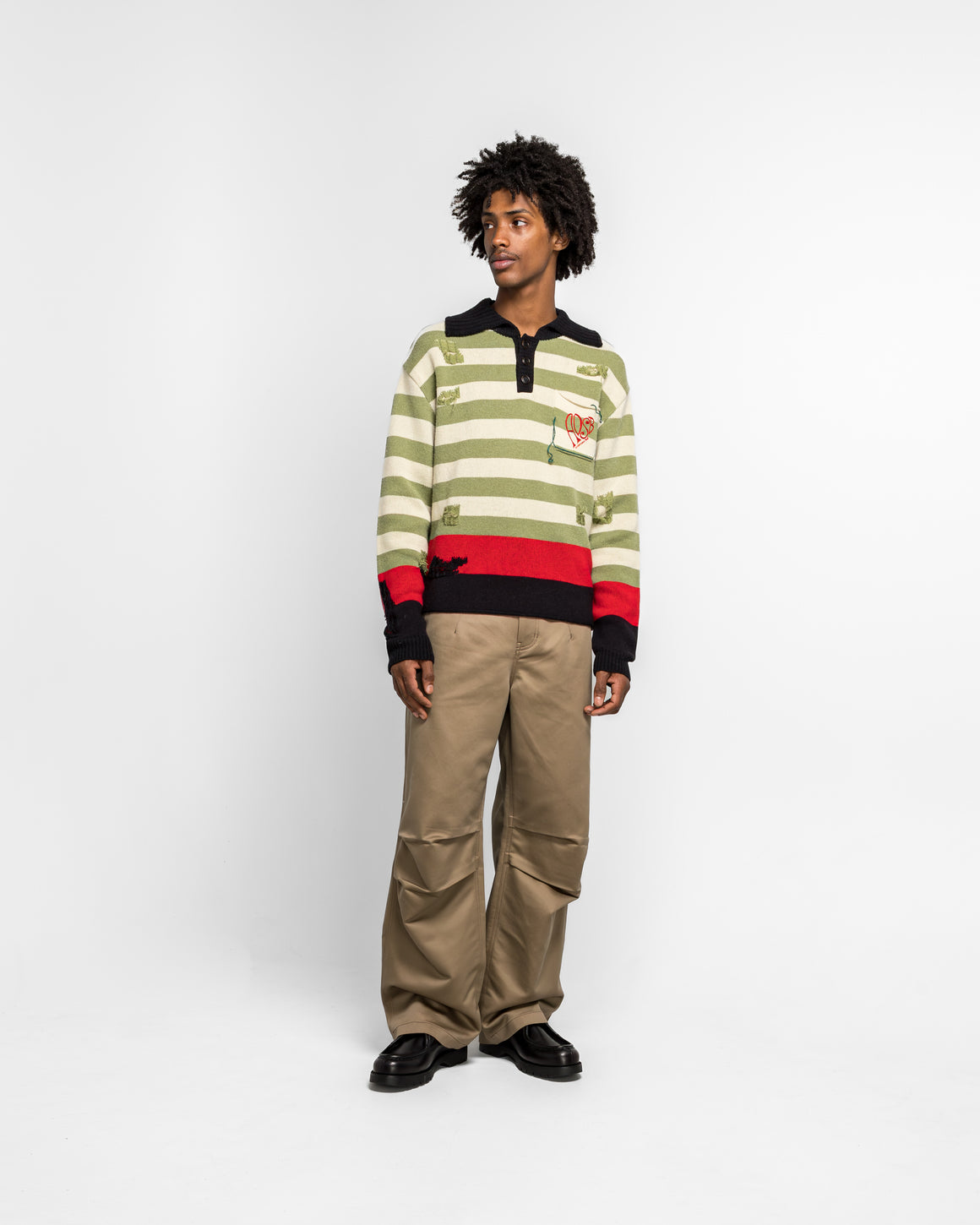 Andersson Bell - Stripe Damaged Polo Sweater - Multi - UP THERE