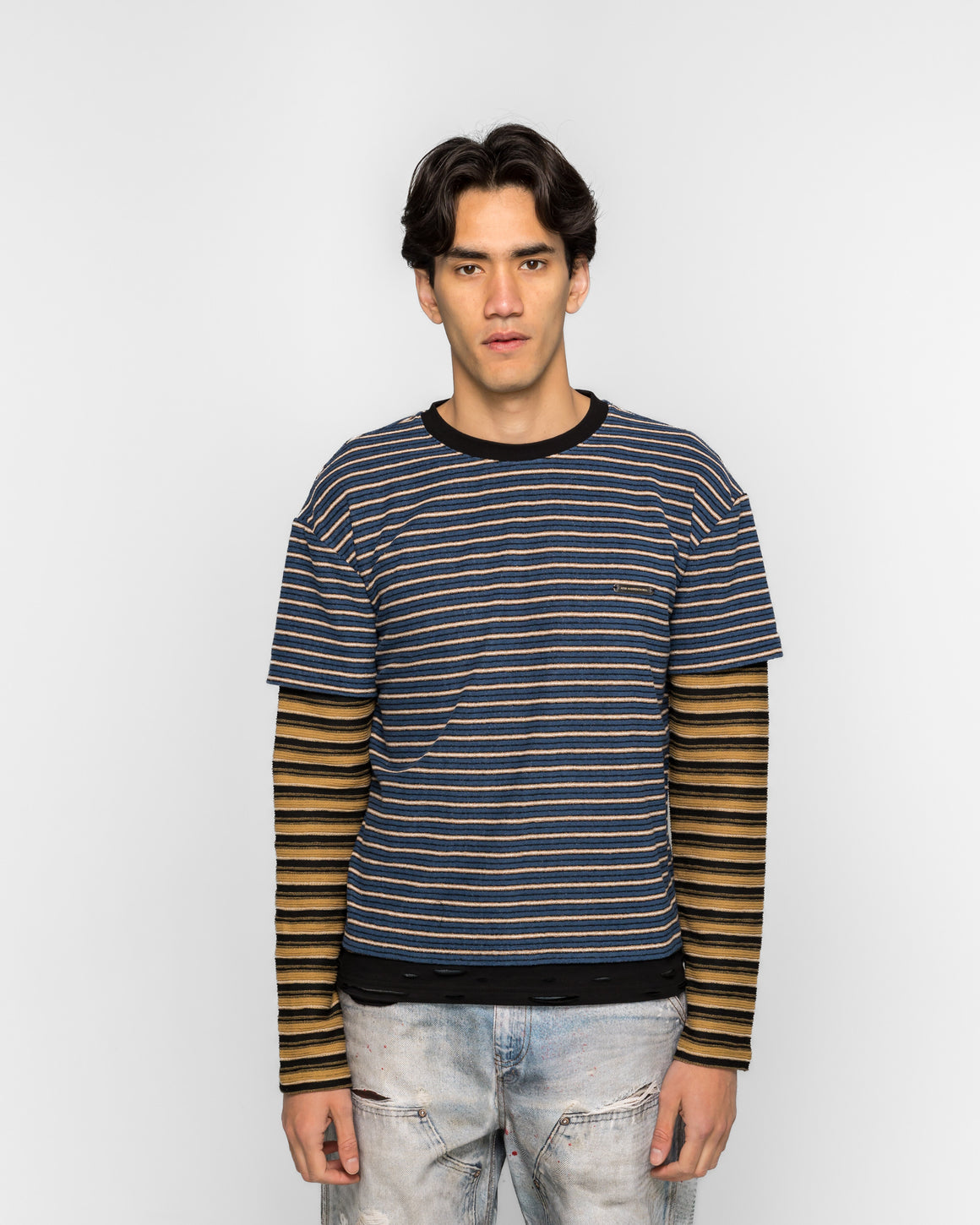 Andersson Bell - Stripe Layered Long Sleeve T-Shirt - Blue - UP THERE