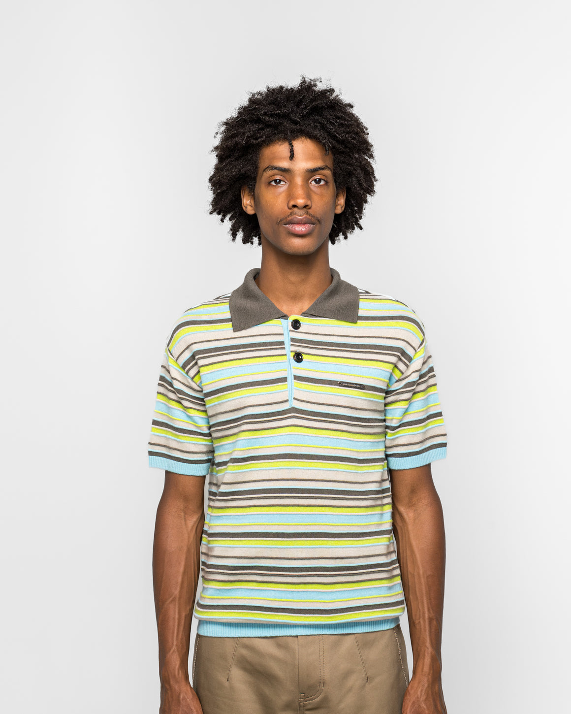 Andersson Bell - Stripe Wool Polo Sweater - Sky Blue - UP THERE