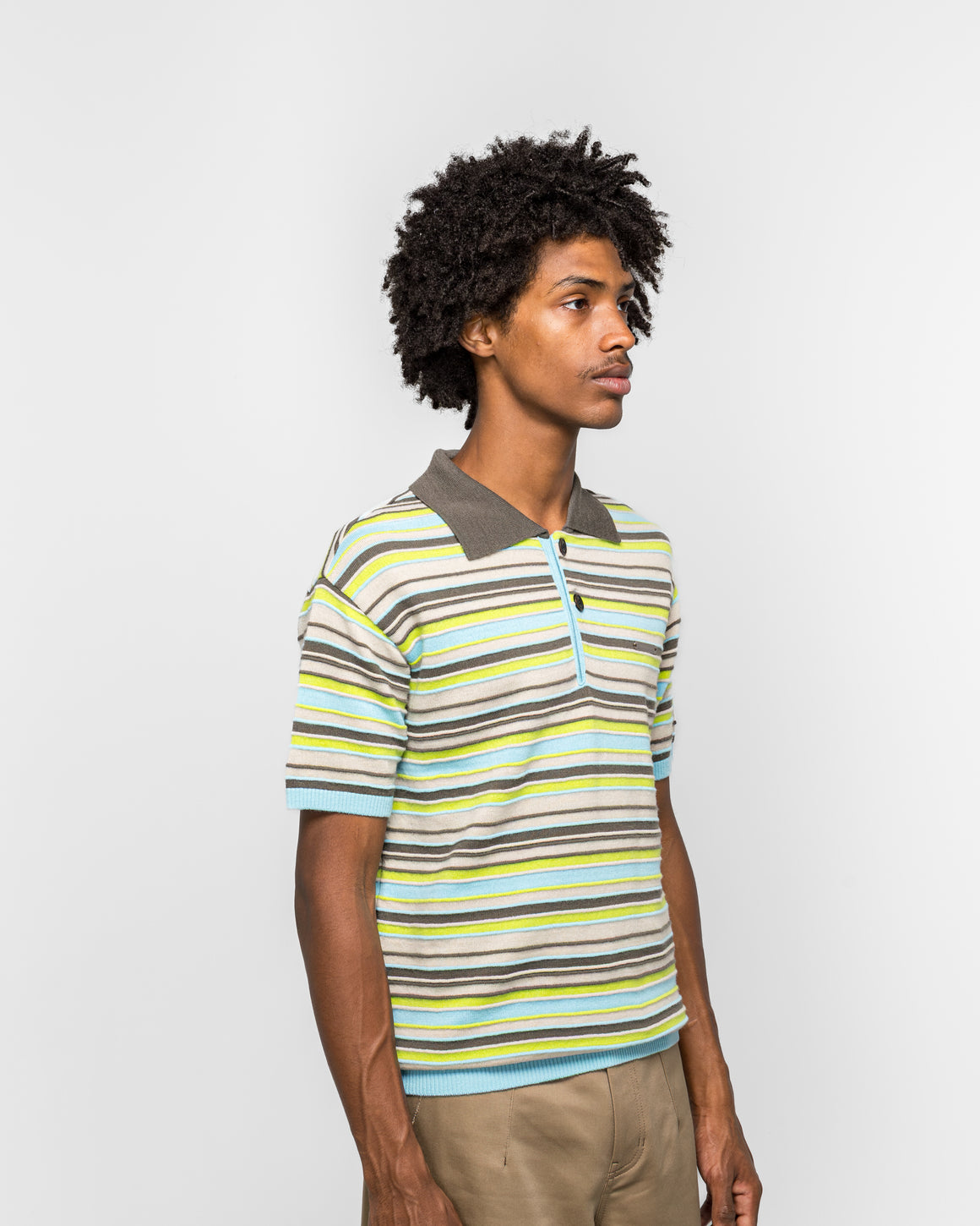 Andersson Bell - Stripe Wool Polo Sweater - Sky Blue - UP THERE