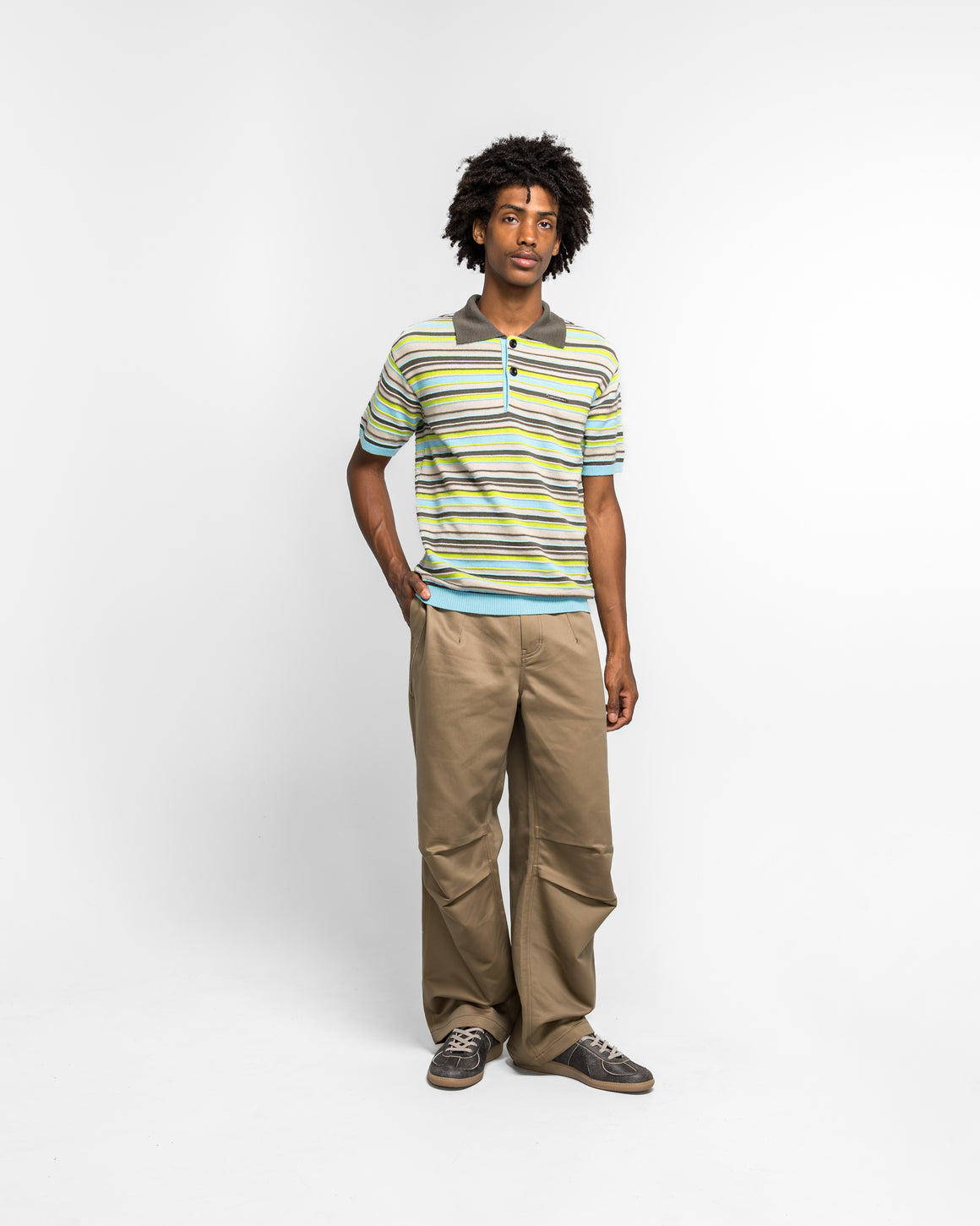 Andersson Bell - Stripe Wool Polo Sweater - Sky Blue - UP THERE