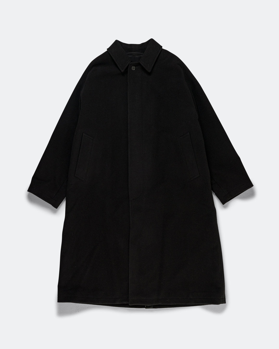 A.PRESSE - Cashmere Silk Balmacaan Long Coat - Black - UP THERE