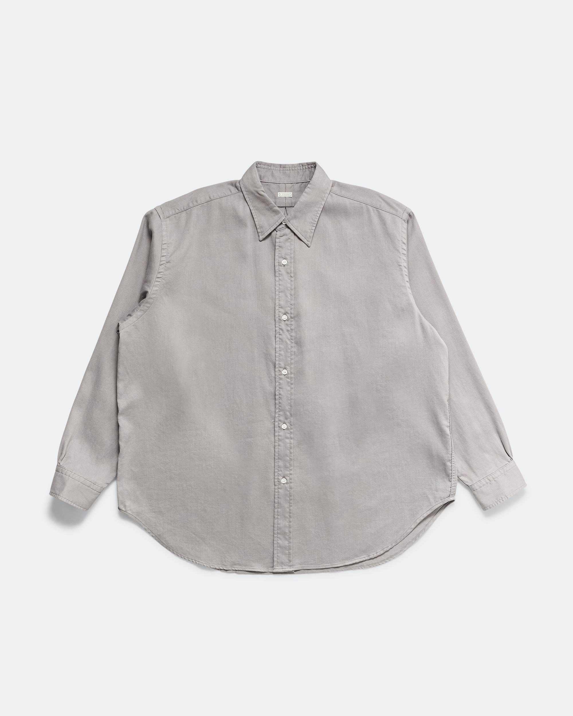 A.PRESSE - Double Weave Twill Regular Collar Shirt - Light Gray A.PRESSE - Double Weave Twill Regular Collar Shirt - Light Gray