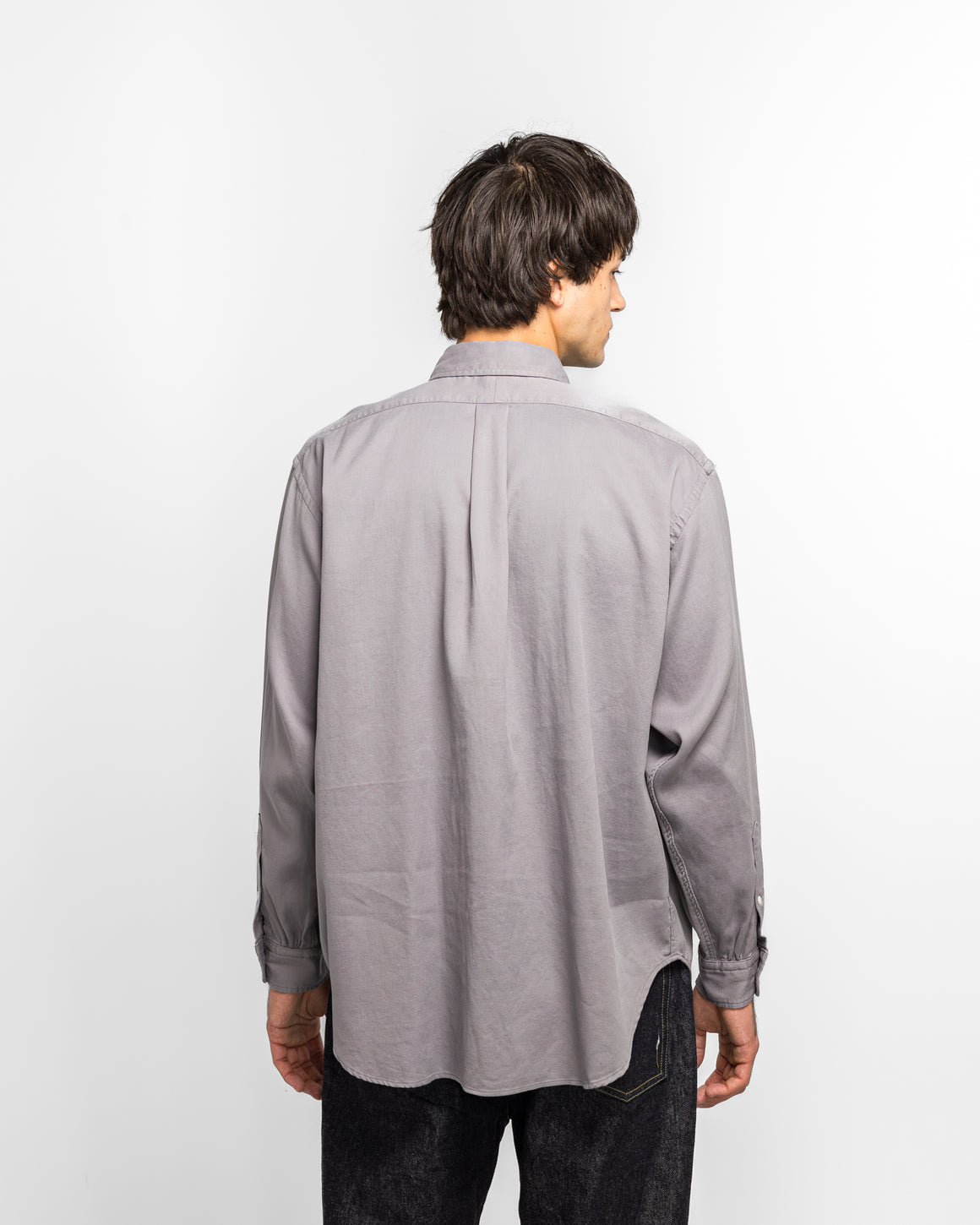 A.PRESSE - Double Weave Twill Regular Collar Shirt - Light Gray - UP THERE