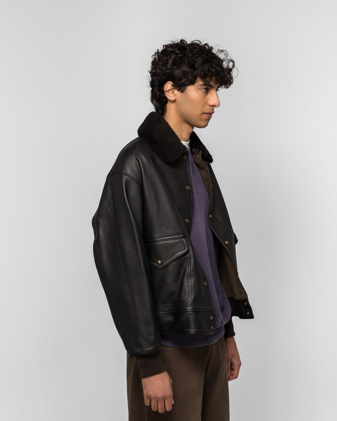 A.PRESSE - Leather A-1 Flight Jacket - Black - UP THERE