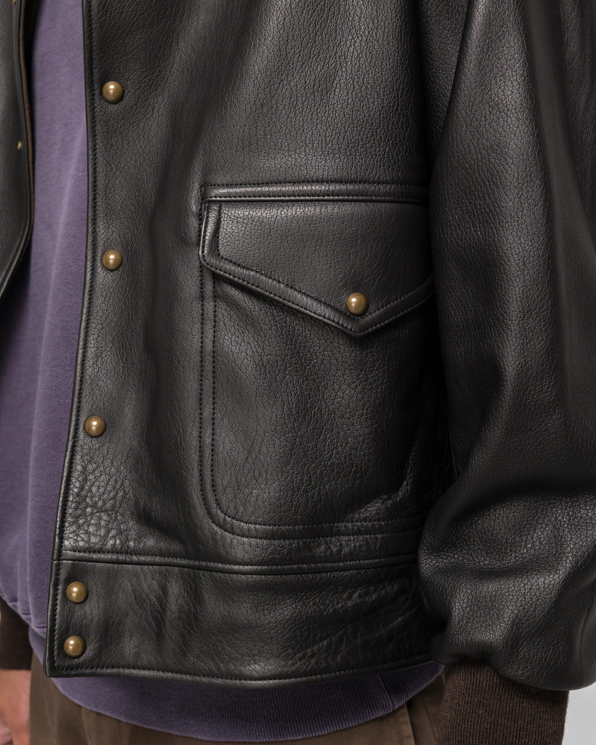 A.PRESSE - Leather A-1 Flight Jacket - Black - UP THERE