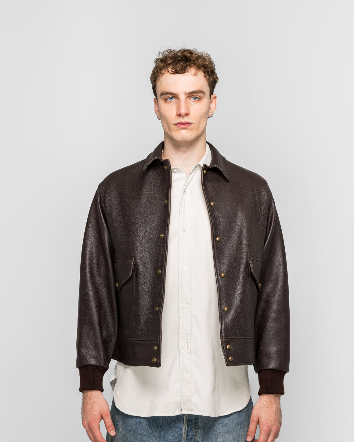 A.PRESSE - Leather A-1 Flight Jacket - Brown - UP THERE