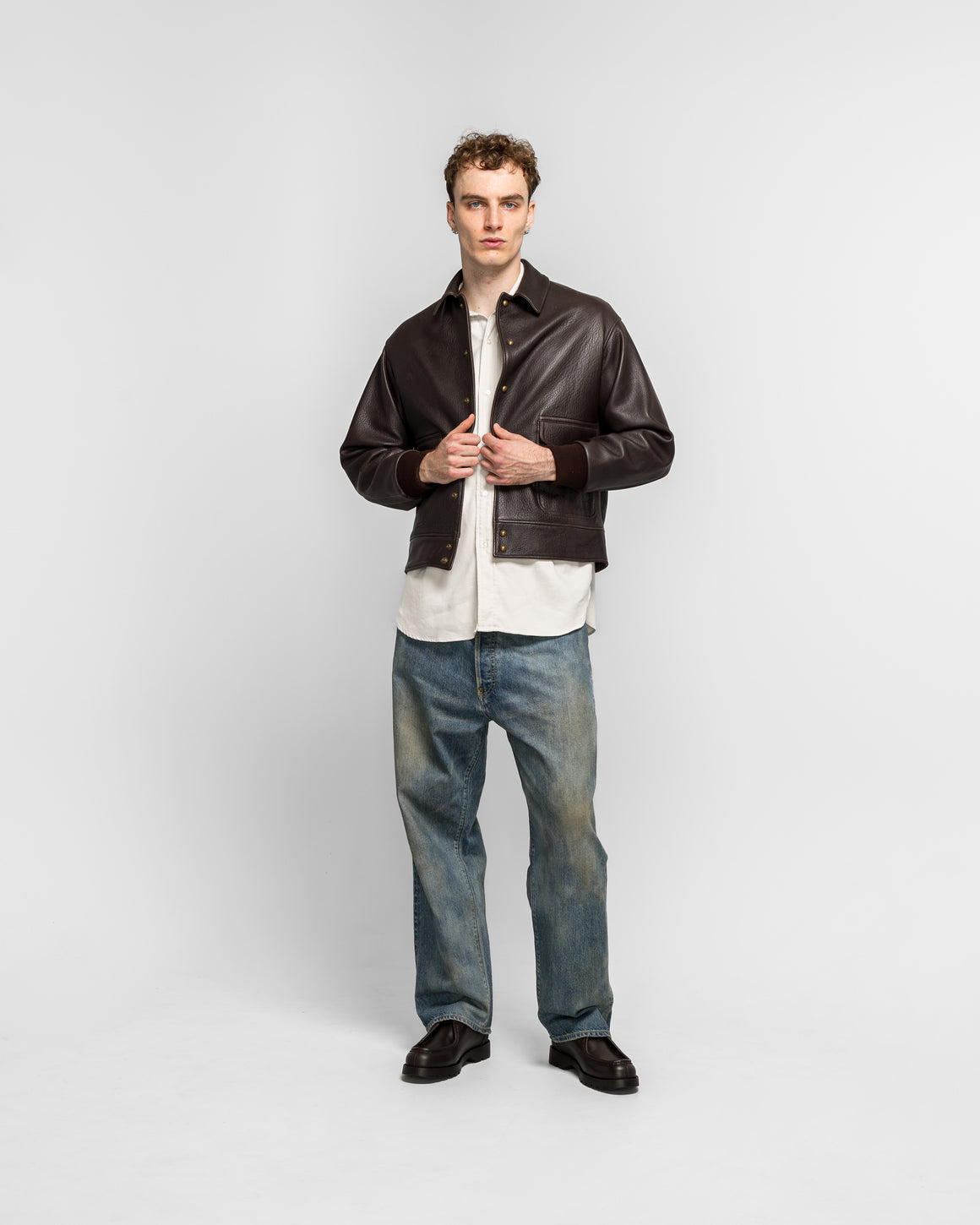 A.PRESSE - Leather A-1 Flight Jacket - Brown - UP THERE