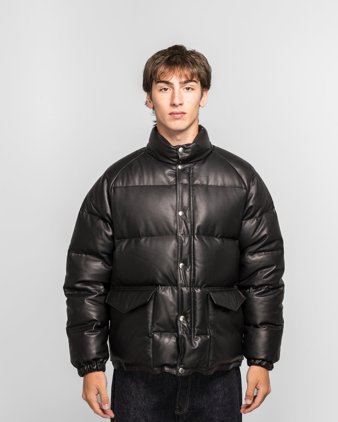 A.PRESSE - Leather Down Jacket - Black - UP THERE