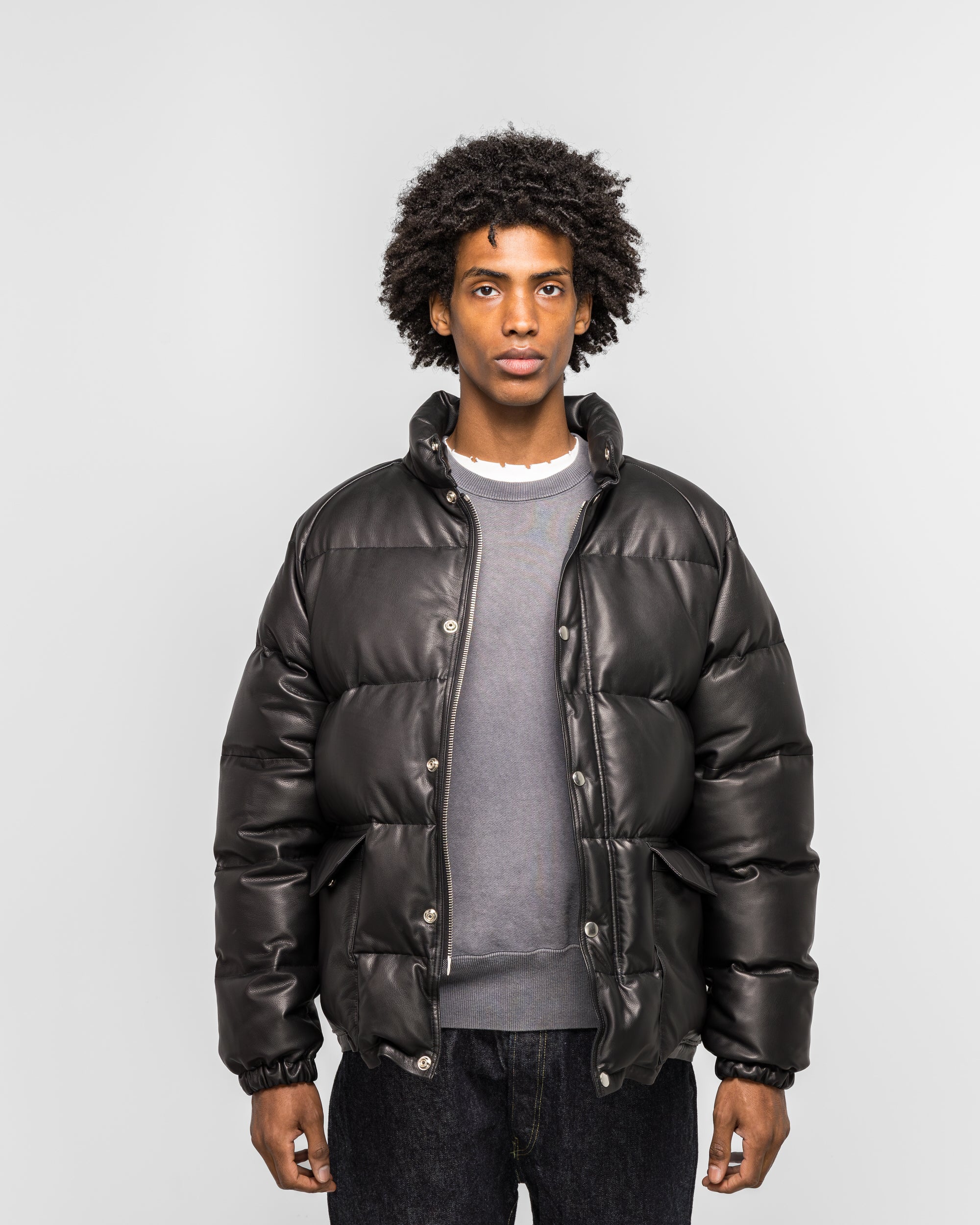 A.PRESSE - Leather Down Jacket - Black | UP THERE