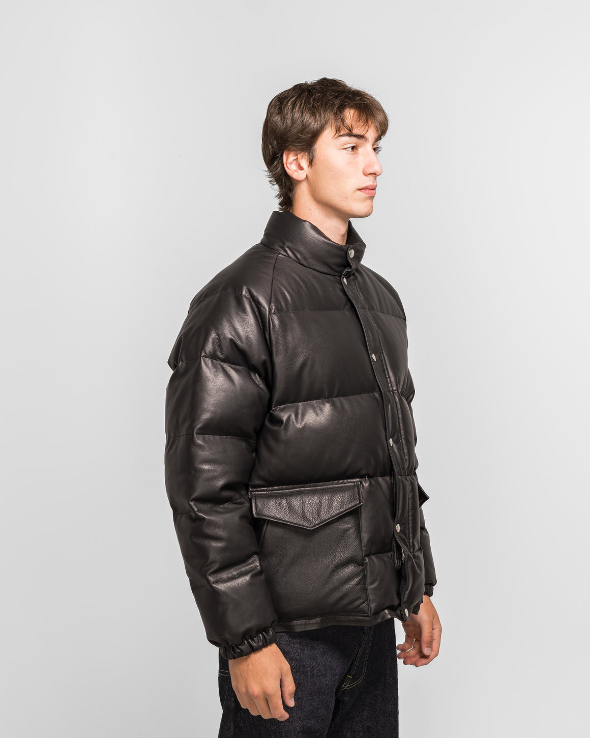 A.PRESSE - Leather Down Jacket - Black - UP THERE