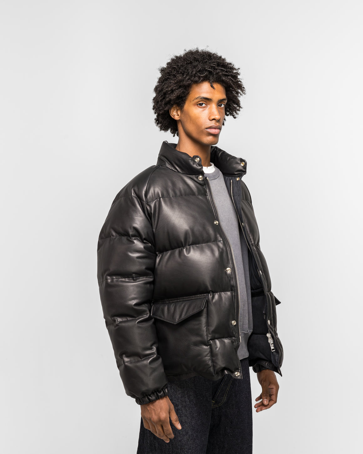 A.PRESSE - Leather Down Jacket - Black - UP THERE