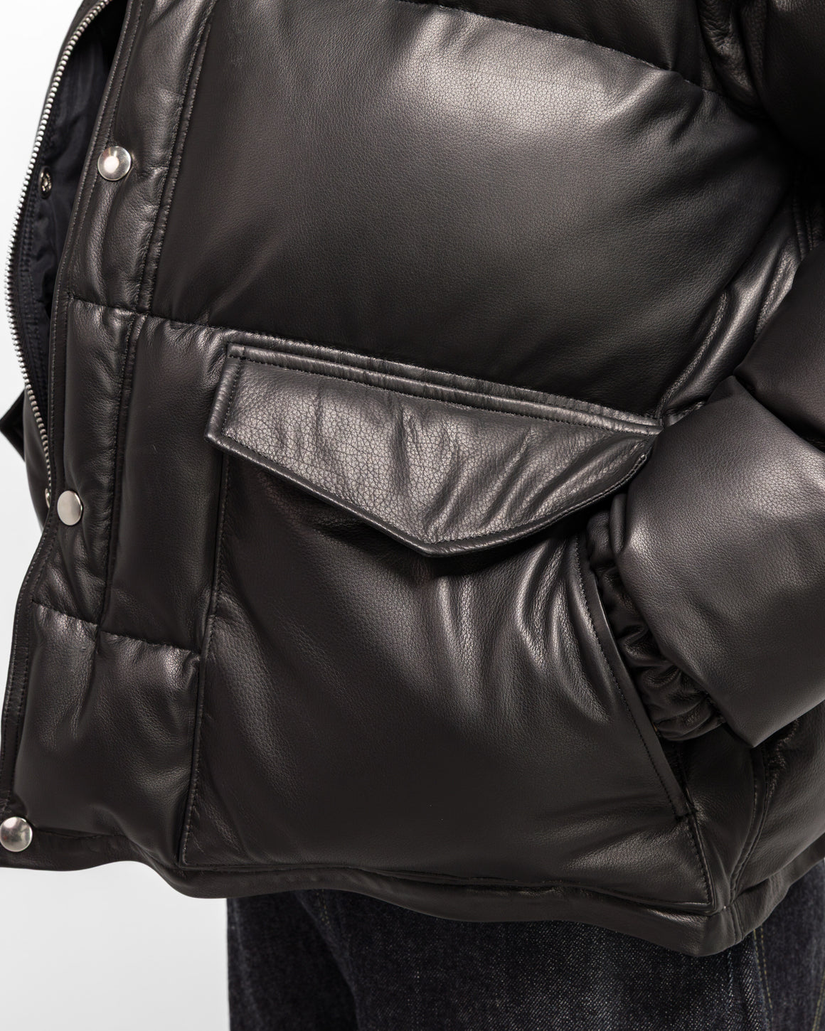 A.PRESSE - Leather Down Jacket - Black - UP THERE