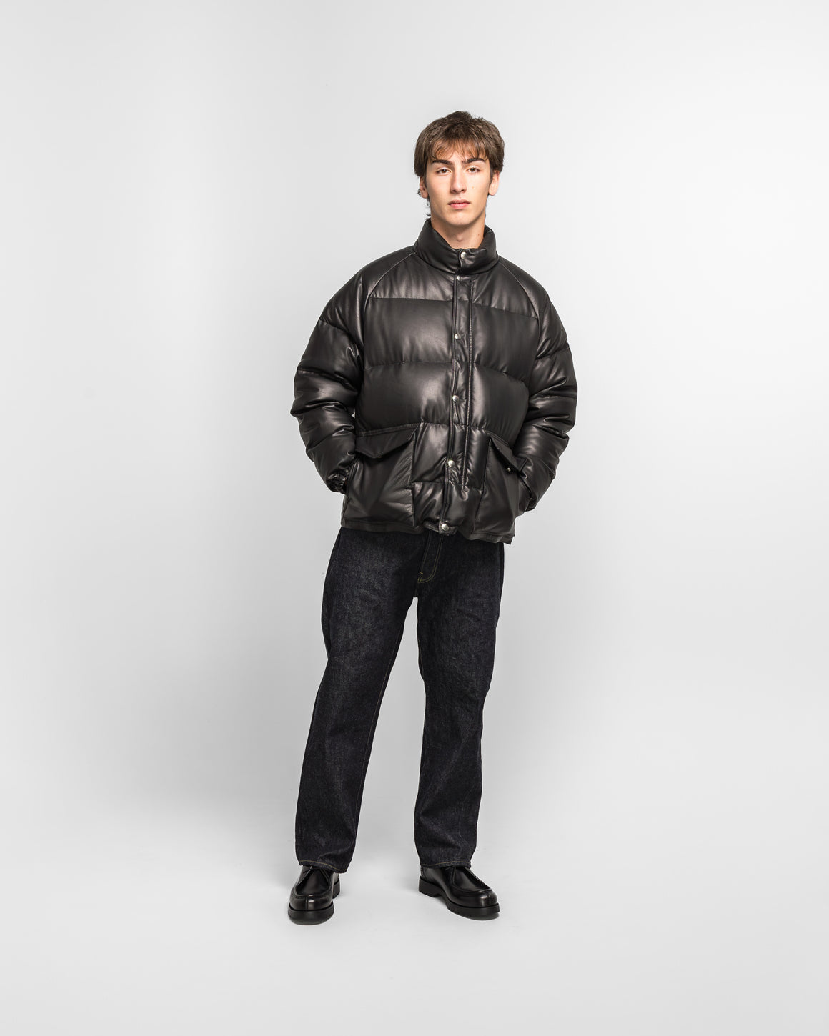 A.PRESSE - Leather Down Jacket - Black - UP THERE