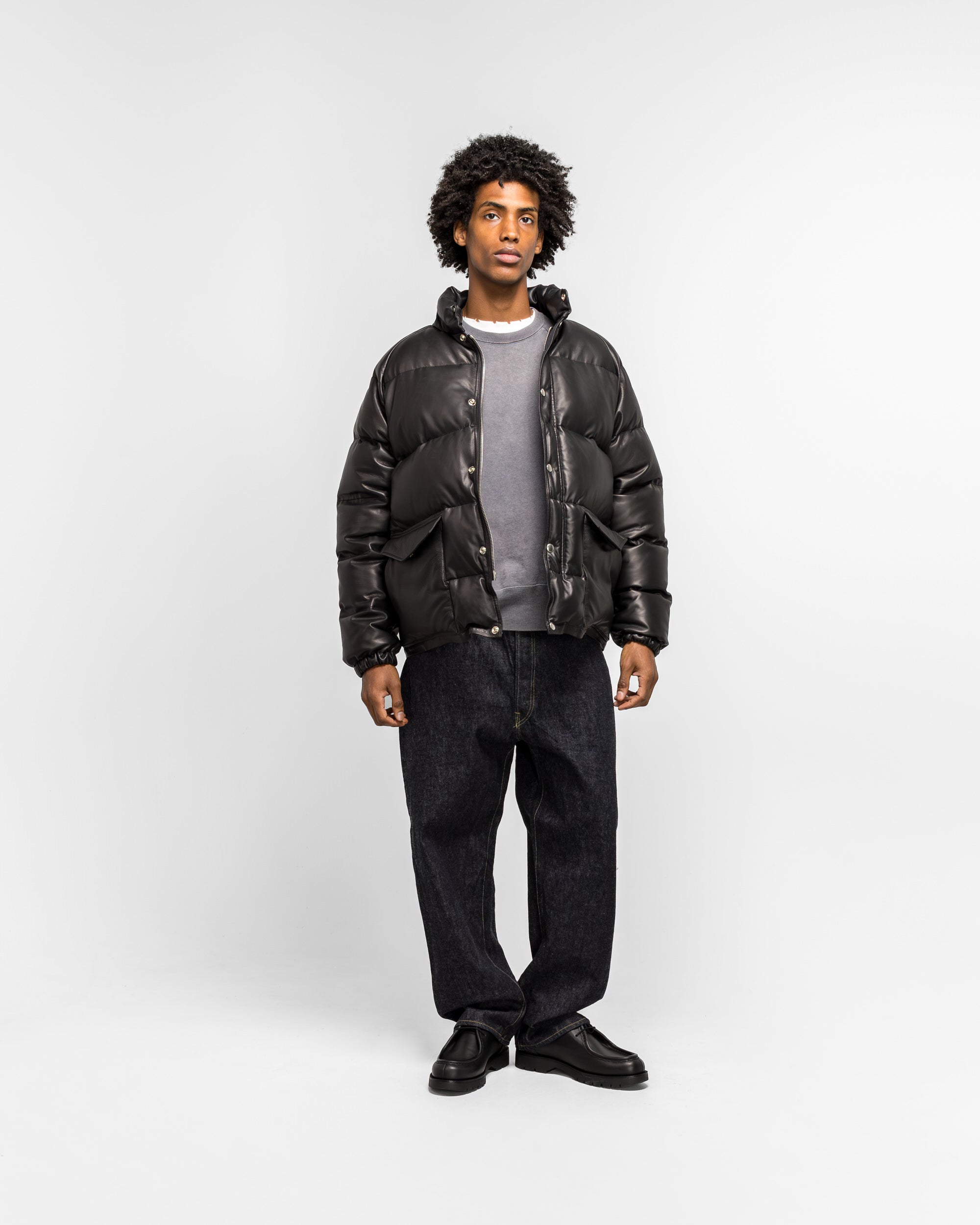 A.PRESSE - Leather Down Jacket - Black | UP THERE