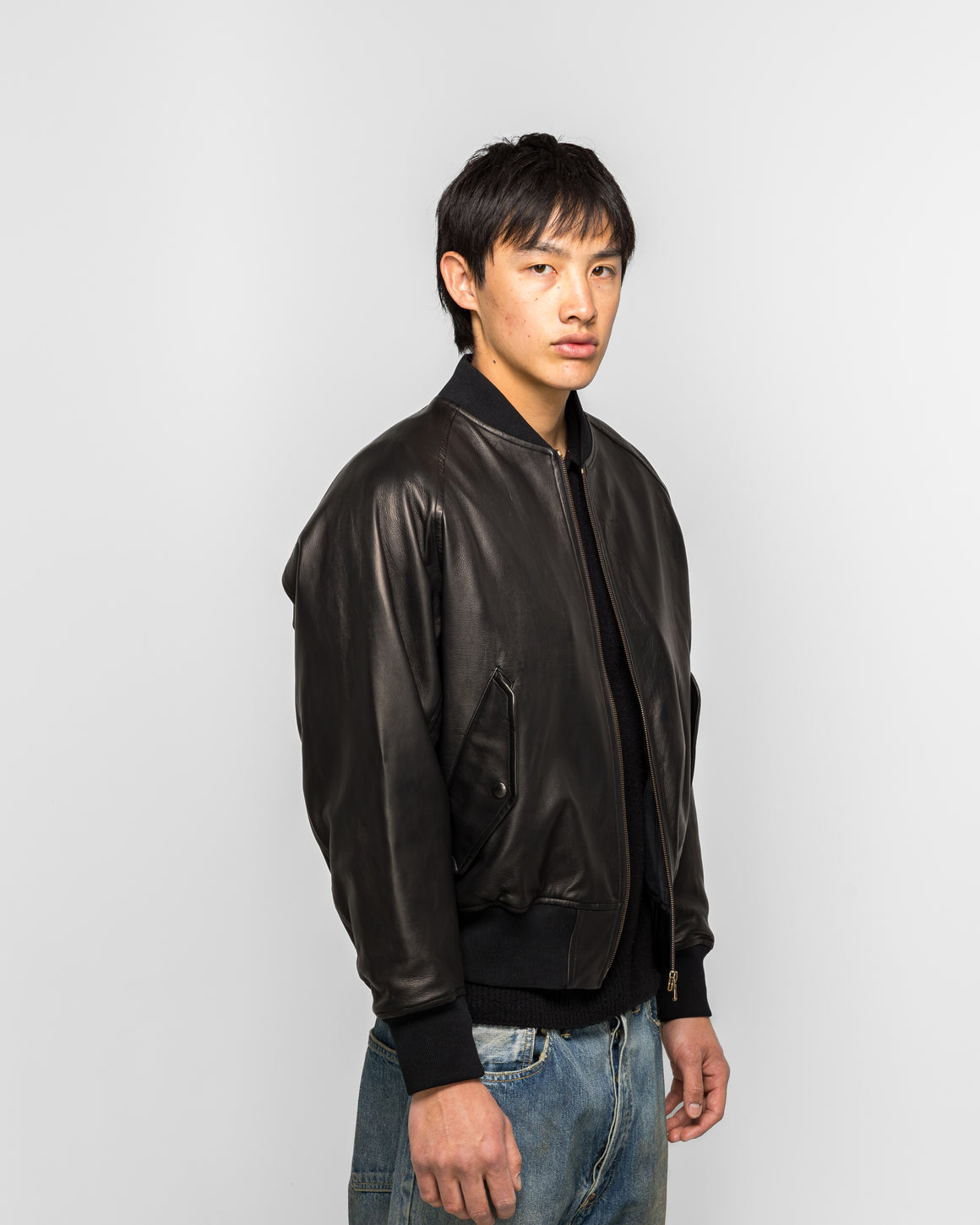 A.PRESSE - Leather L2-B Flight Jacket - Black - UP THERE