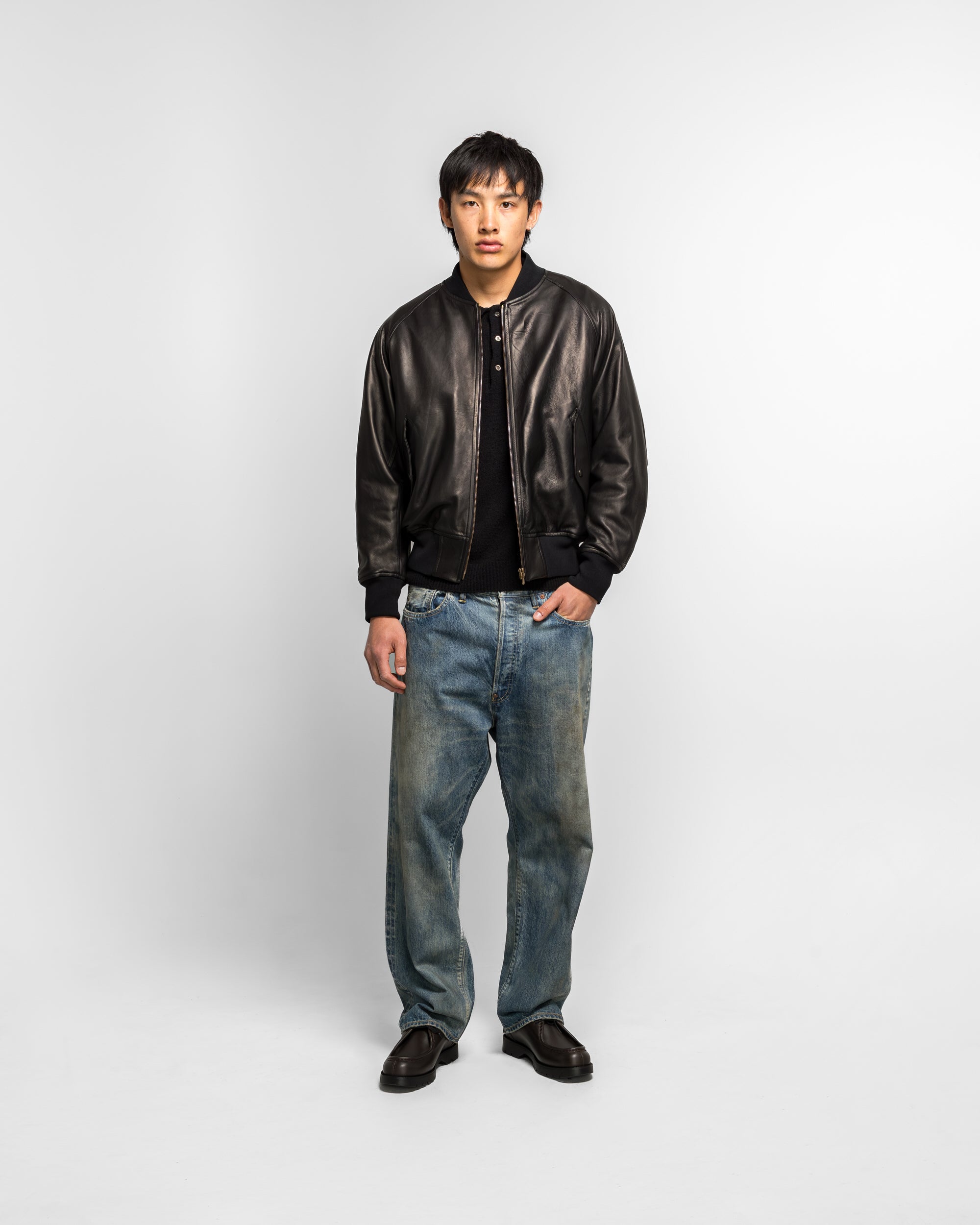 A.PRESSE 26ss Leather L2-B JACKET アプレッセ A.PRESSE - Leather L2-B Flight Jacket - Black | UP THERE