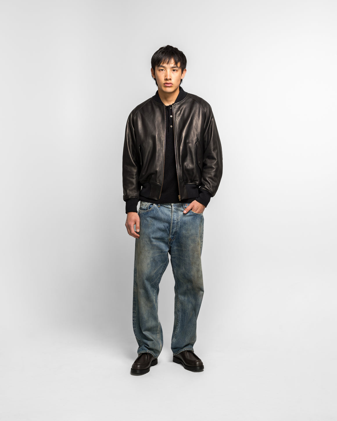 A.PRESSE - Leather L2-B Flight Jacket - Black - UP THERE