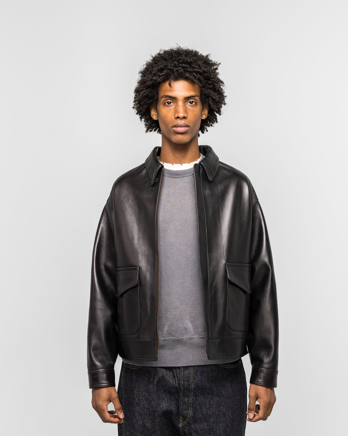 A.PRESSE - Leather Type A-2 Flight Jacket - Black - UP THERE