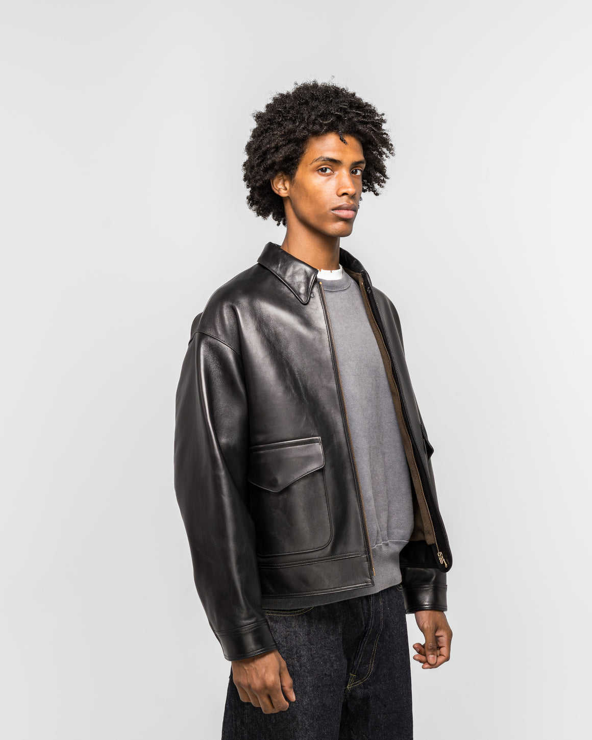 A.PRESSE - Leather Type A-2 Flight Jacket - Black - UP THERE