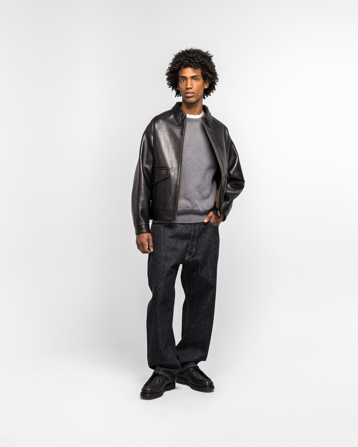 A.PRESSE - Leather Type A-2 Flight Jacket - Black - UP THERE