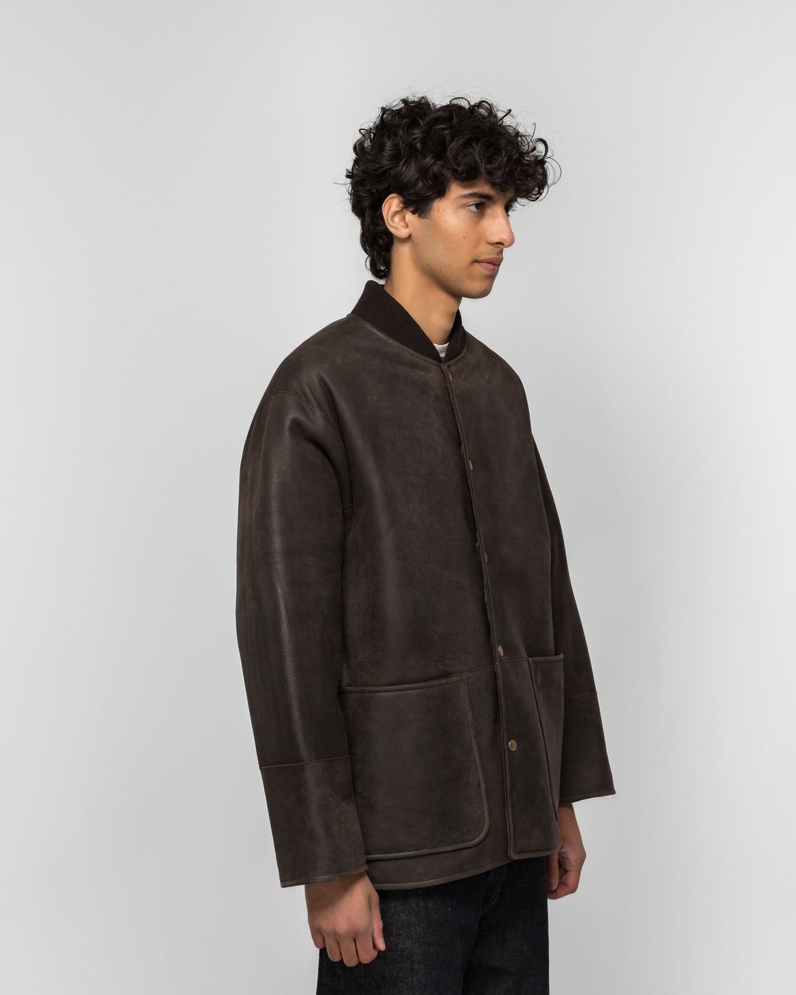 A.PRESSE - Mouton Car Club Snap Coat - Brown - UP THERE
