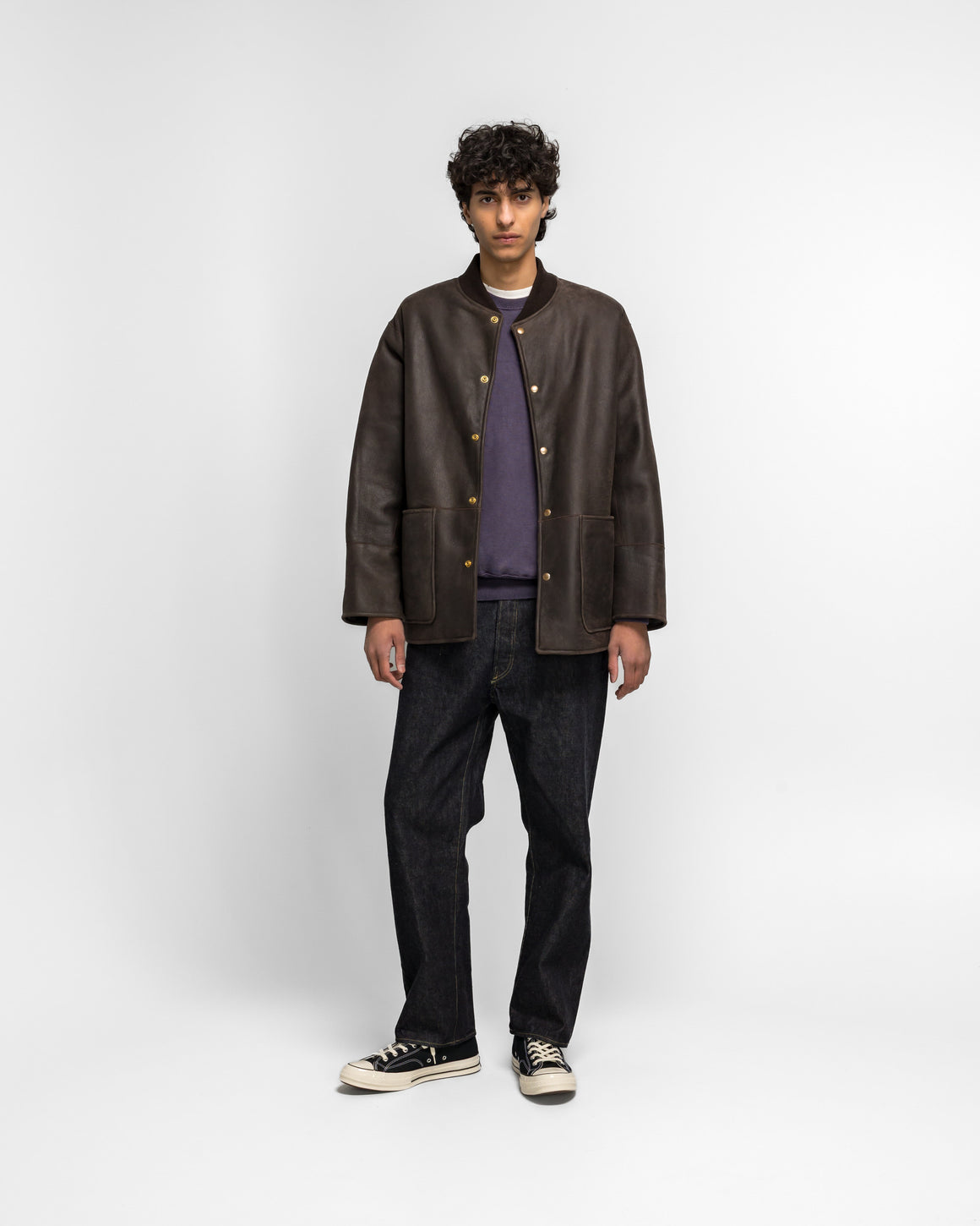 A.PRESSE - Mouton Car Club Snap Coat - Brown - UP THERE