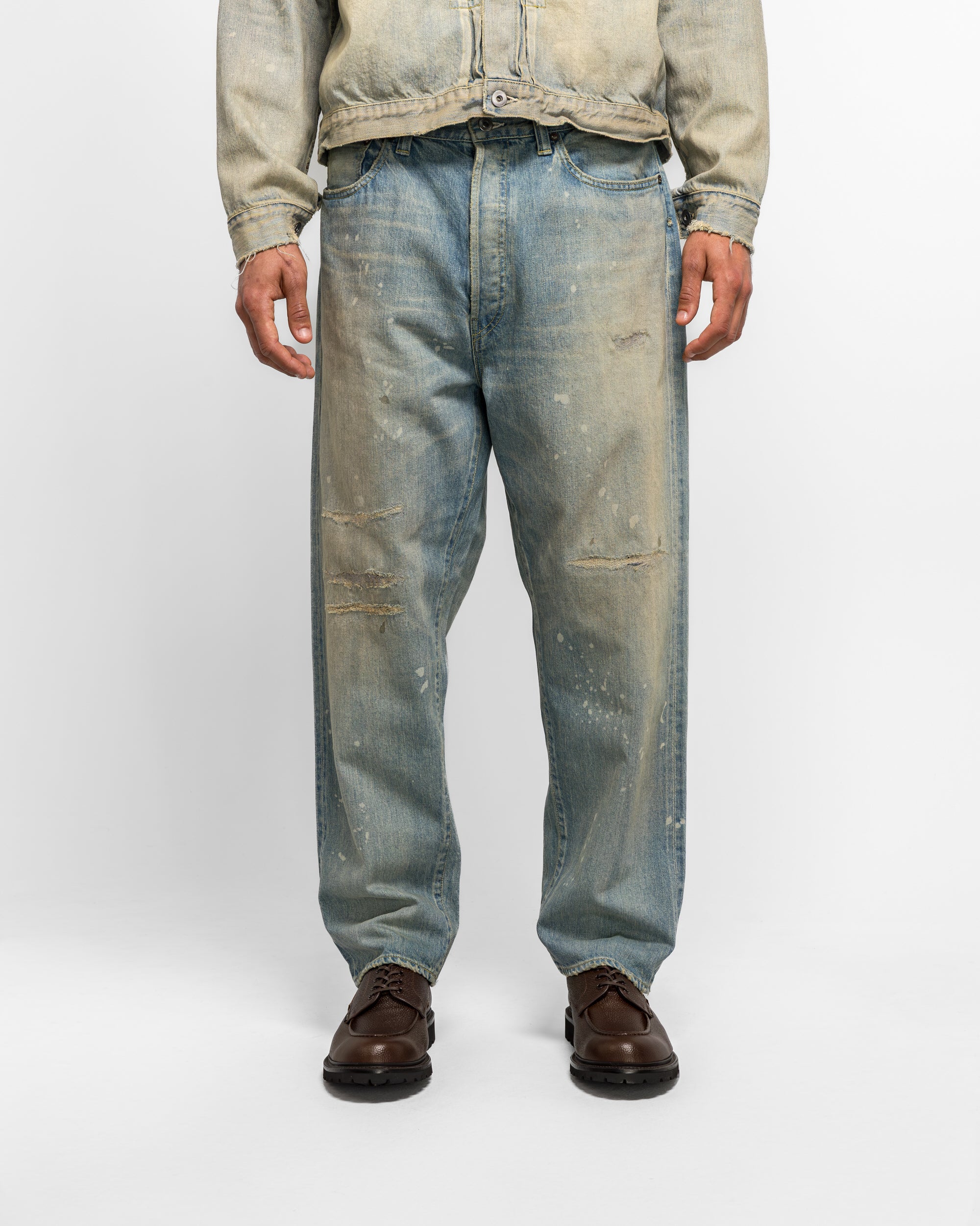 A.PRESSE - No.37 Washed Wide Denim Pants - Bleach | UP THERE