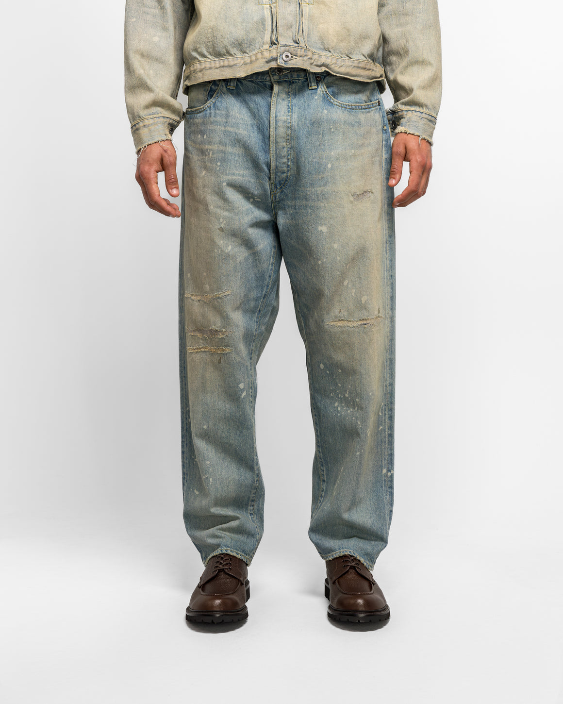 A.PRESSE - No.37 Washed Wide Denim Pants - Bleach - UP THERE
