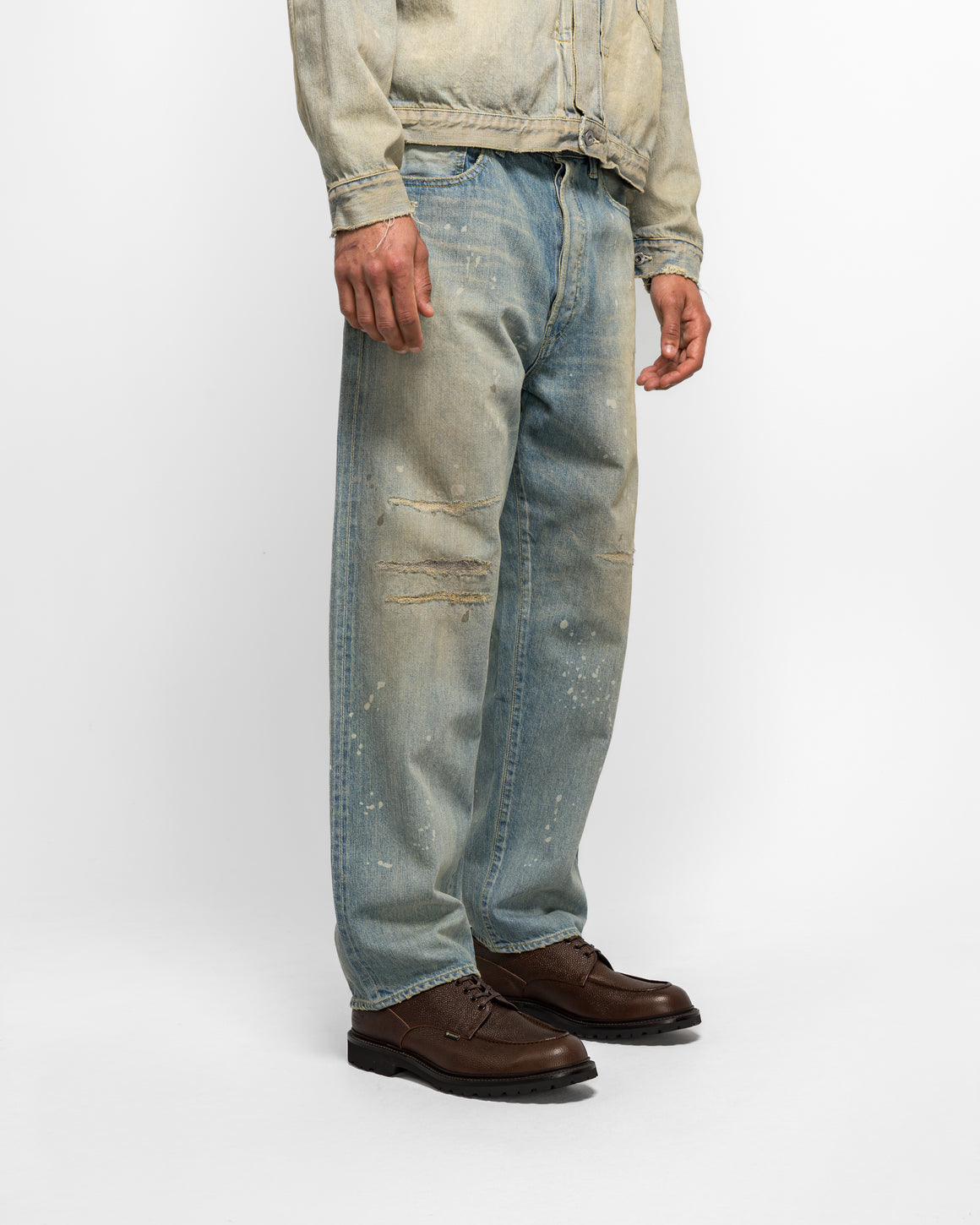 A.PRESSE - No.37 Washed Wide Denim Pants - Bleach - UP THERE
