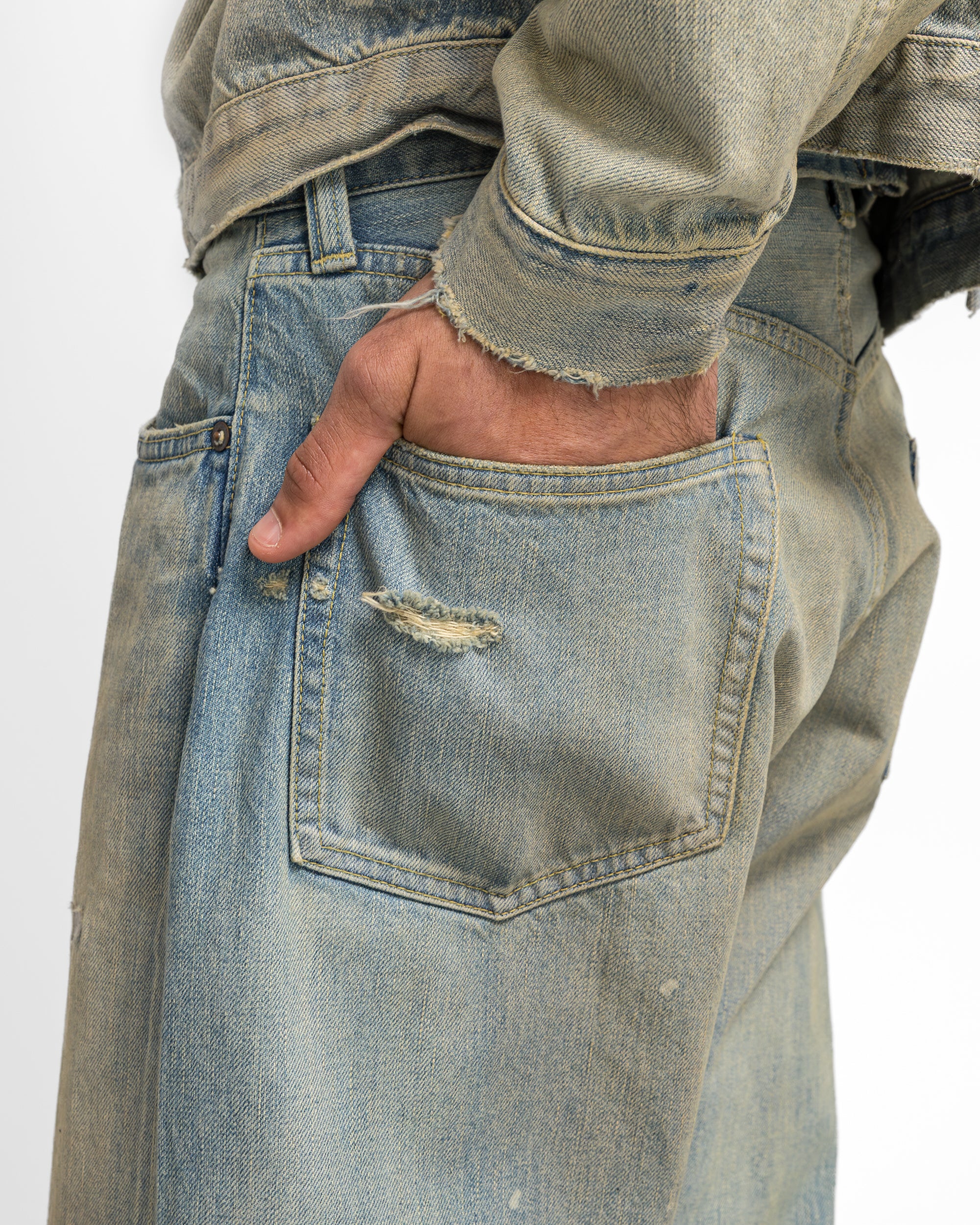 A.PRESSE - No.37 Washed Wide Denim Pants - Bleach | UP THERE