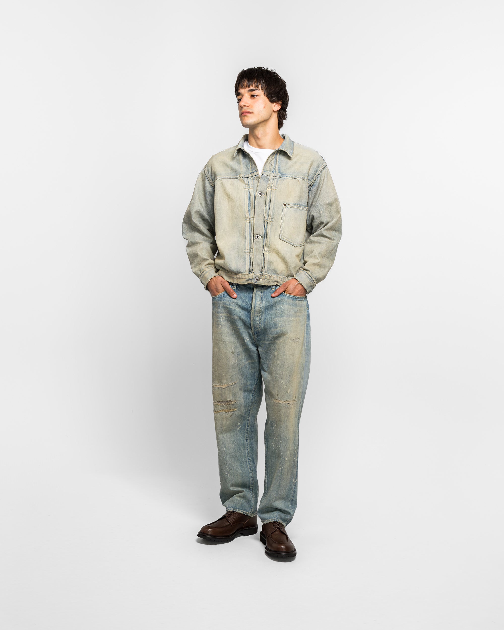 A.PRESSE - No.37 Washed Wide Denim Pants - Bleach | UP THERE
