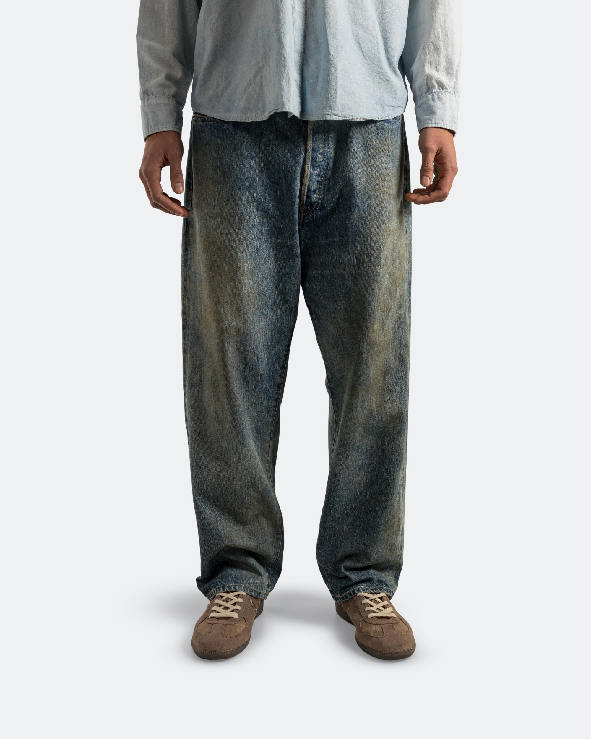 アプレッセ　Washed Denim Wide Pants INDIGO A.PRESSE - No.37 Washed Wide Denim Pants - Indigo | UP THERE