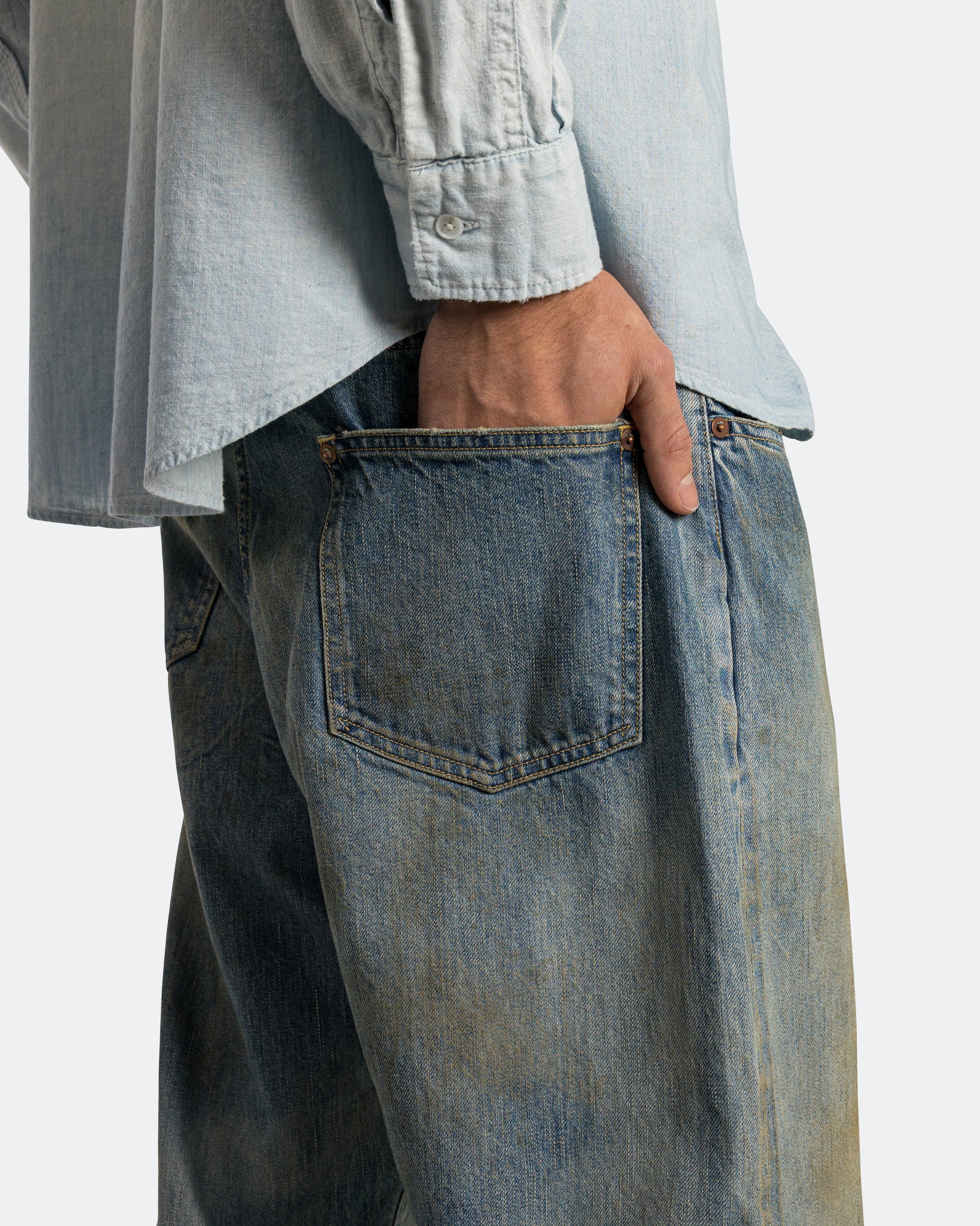 A.PRESSE - No.37 Washed Wide Denim Pants - Indigo | UP THERE