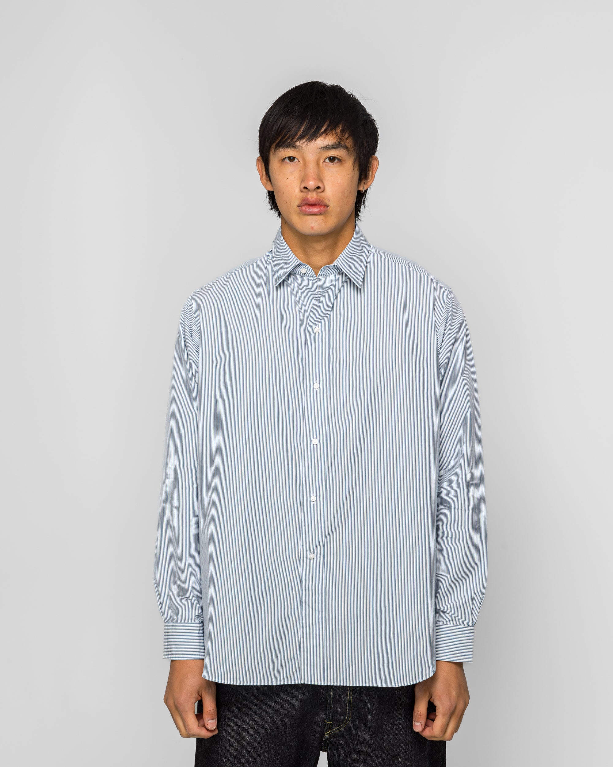 A.PRESSE - Regular Collar Shirt - Navy | UP THERE