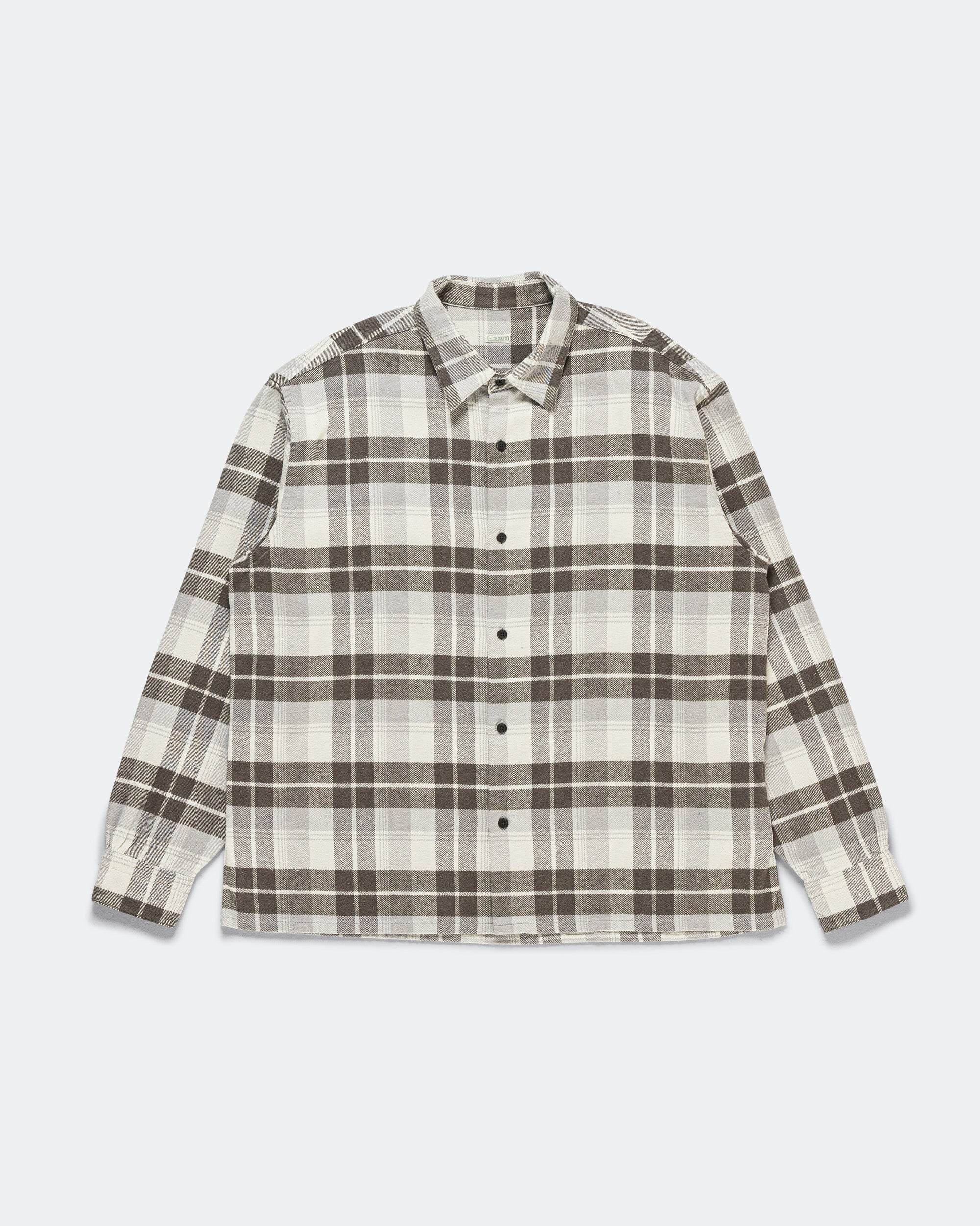 A.PRESSE - Vintage Cotton Silk Nep Twill Check Shirts - Gray | UP