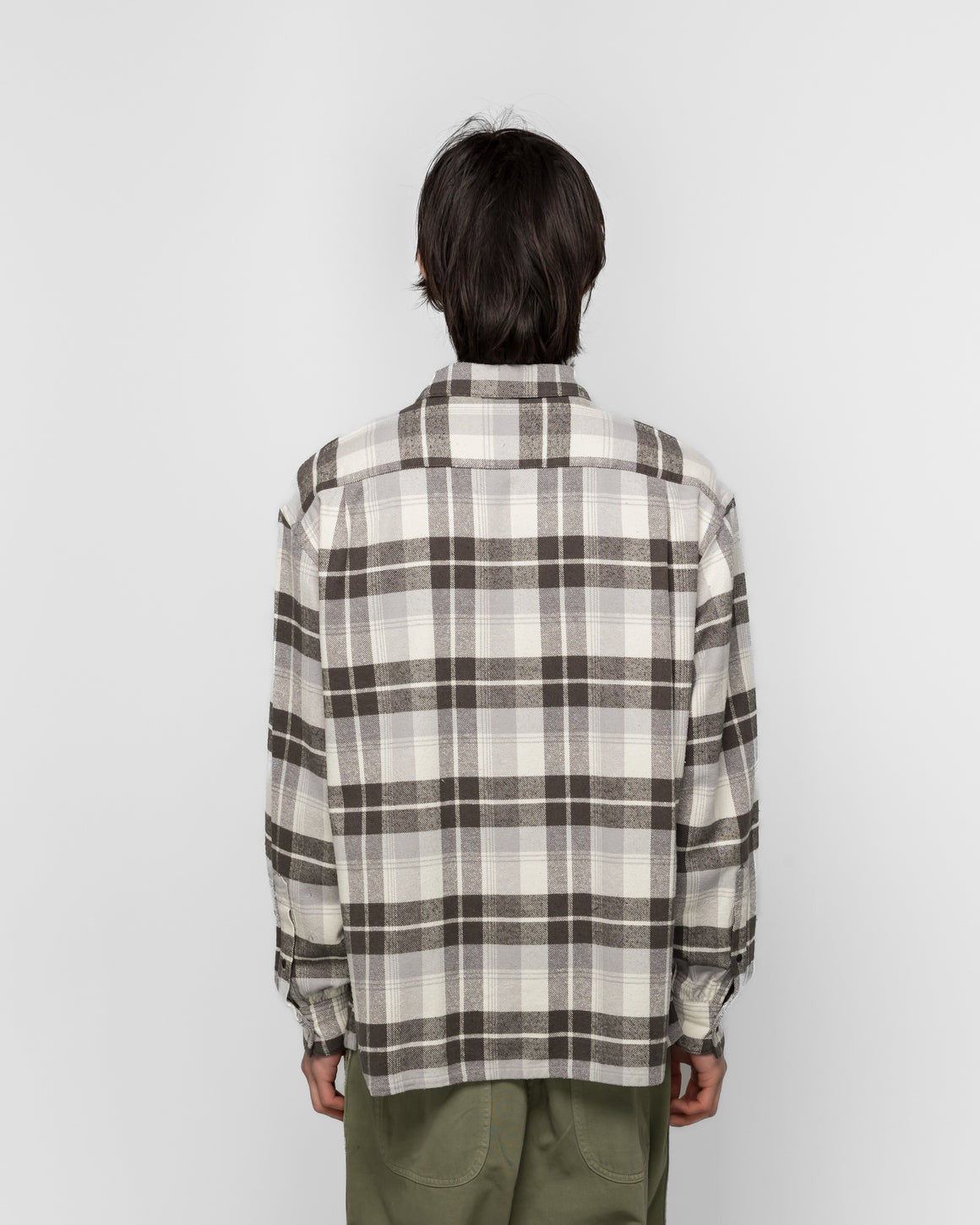 A.PRESSE - Vintage Cotton Silk Nep Twill Check Shirts - Gray - UP THERE