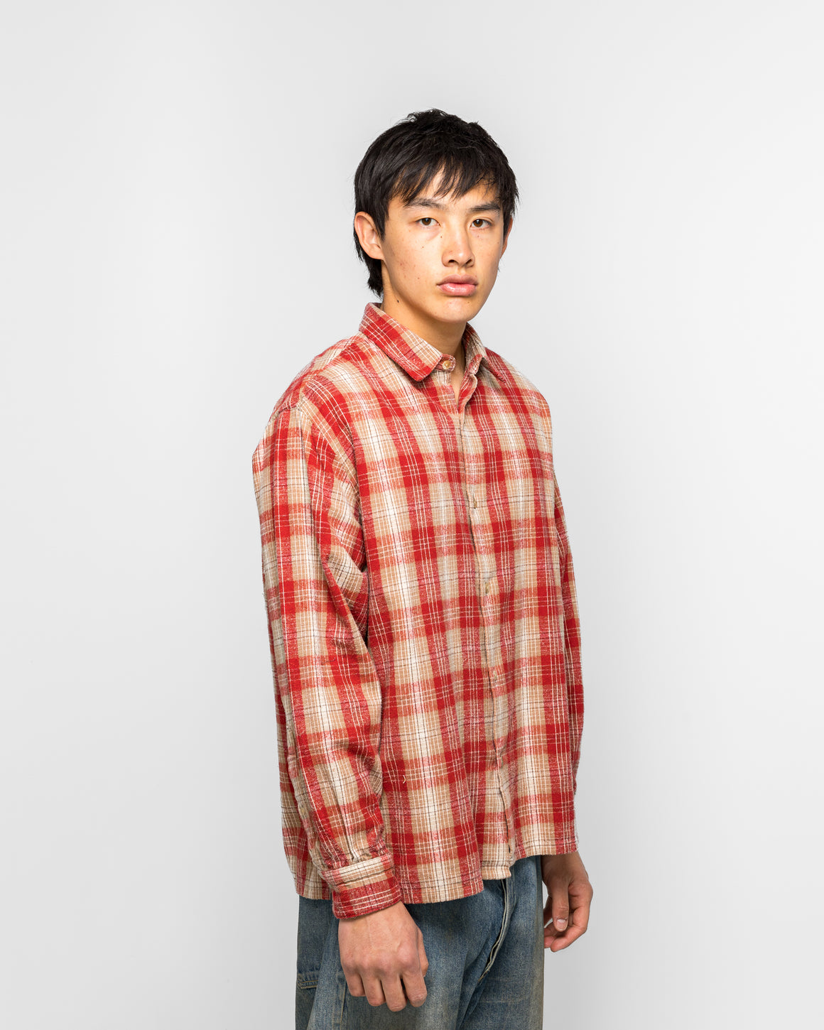A.PRESSE - Vintage Cotton Silk Nep Twill Shirt - Red - UP THERE