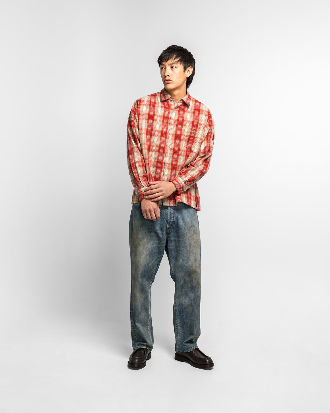 A.PRESSE - Vintage Cotton Silk Nep Twill Shirt - Red - UP THERE