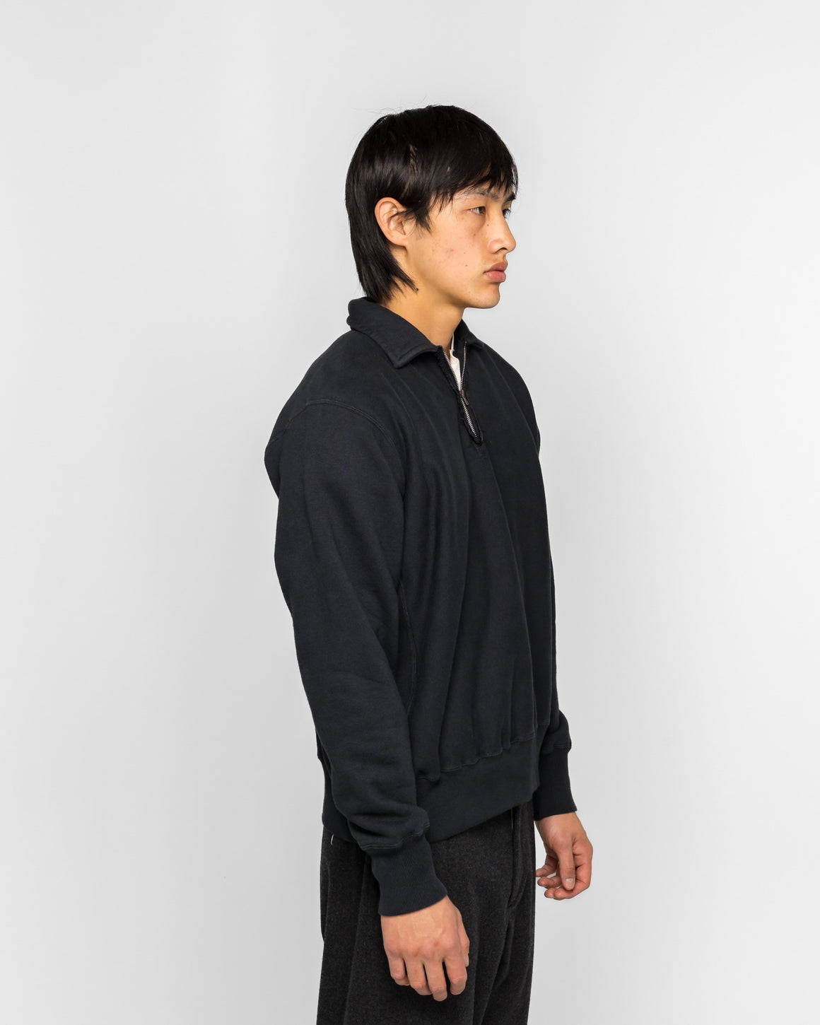 A.PRESSE - Vintage Half Zip Sweatshirt - Black - UP THERE