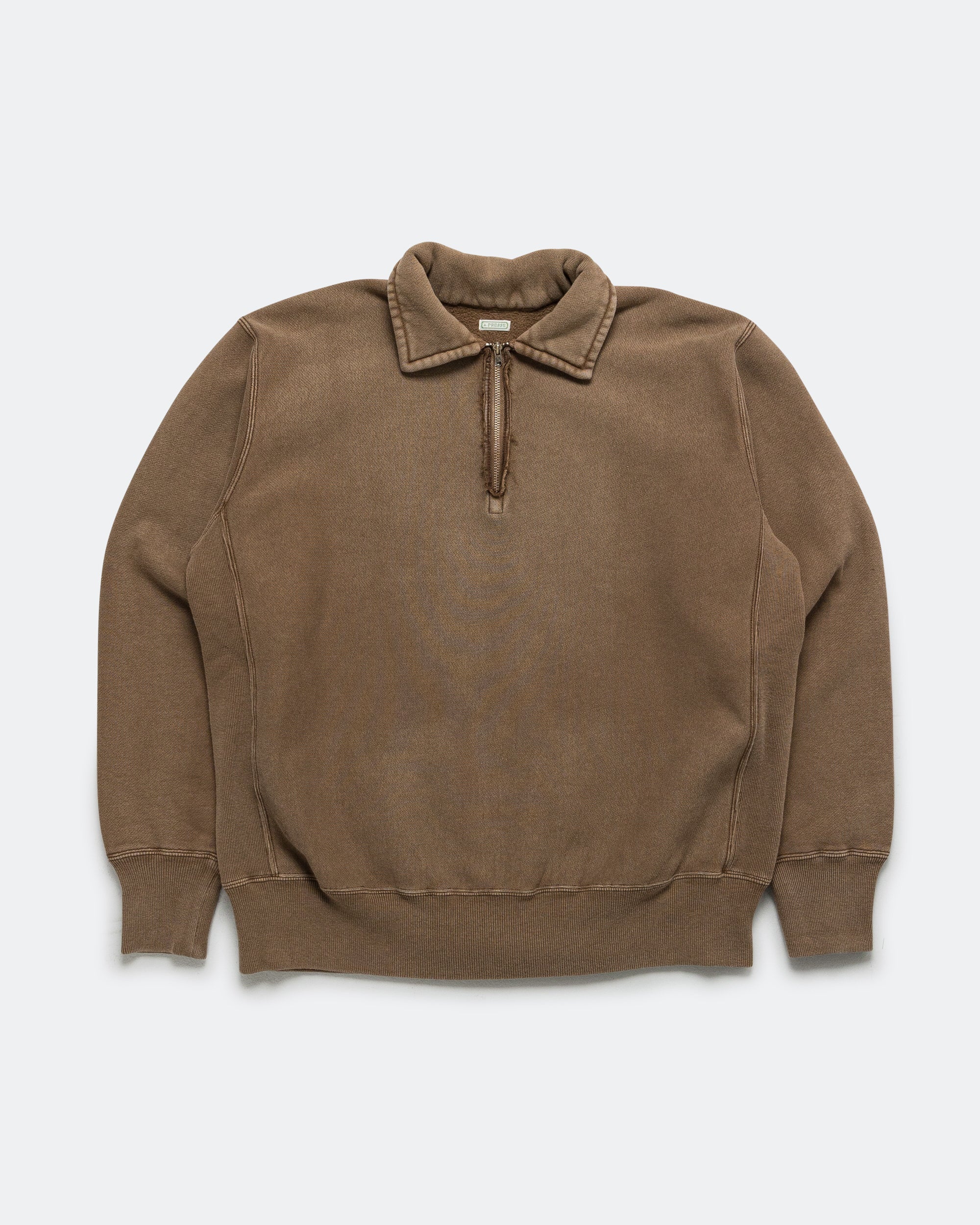 A.PRESSE - Vintage Half Zip Sweatshirt - Brown | UP THERE